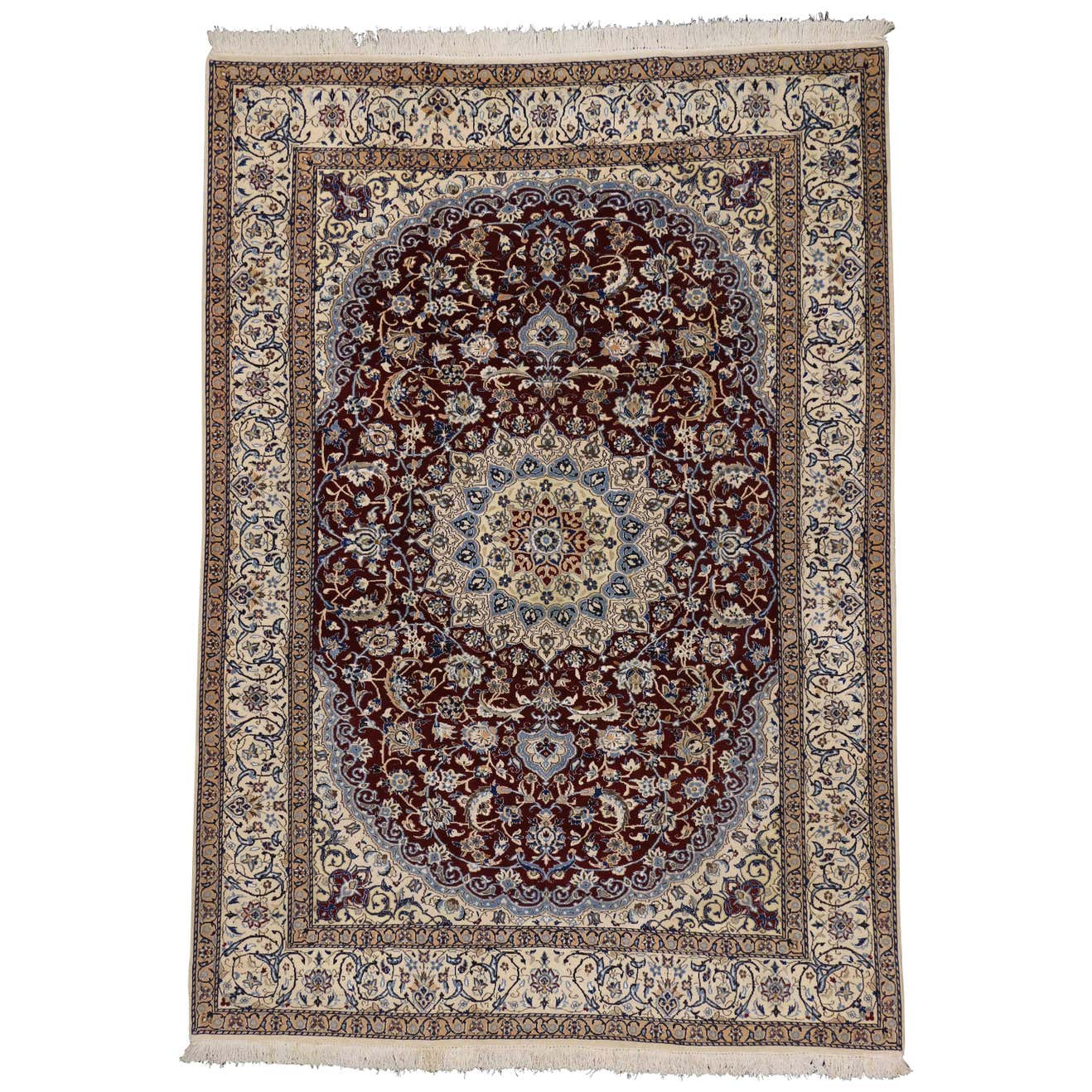 Vintage Persian Nain Rug with Romantic Arabesque Jacobean Style For ...
