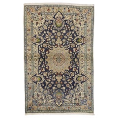 Vintage Persian Nain Rug with Romantic Baroque Style