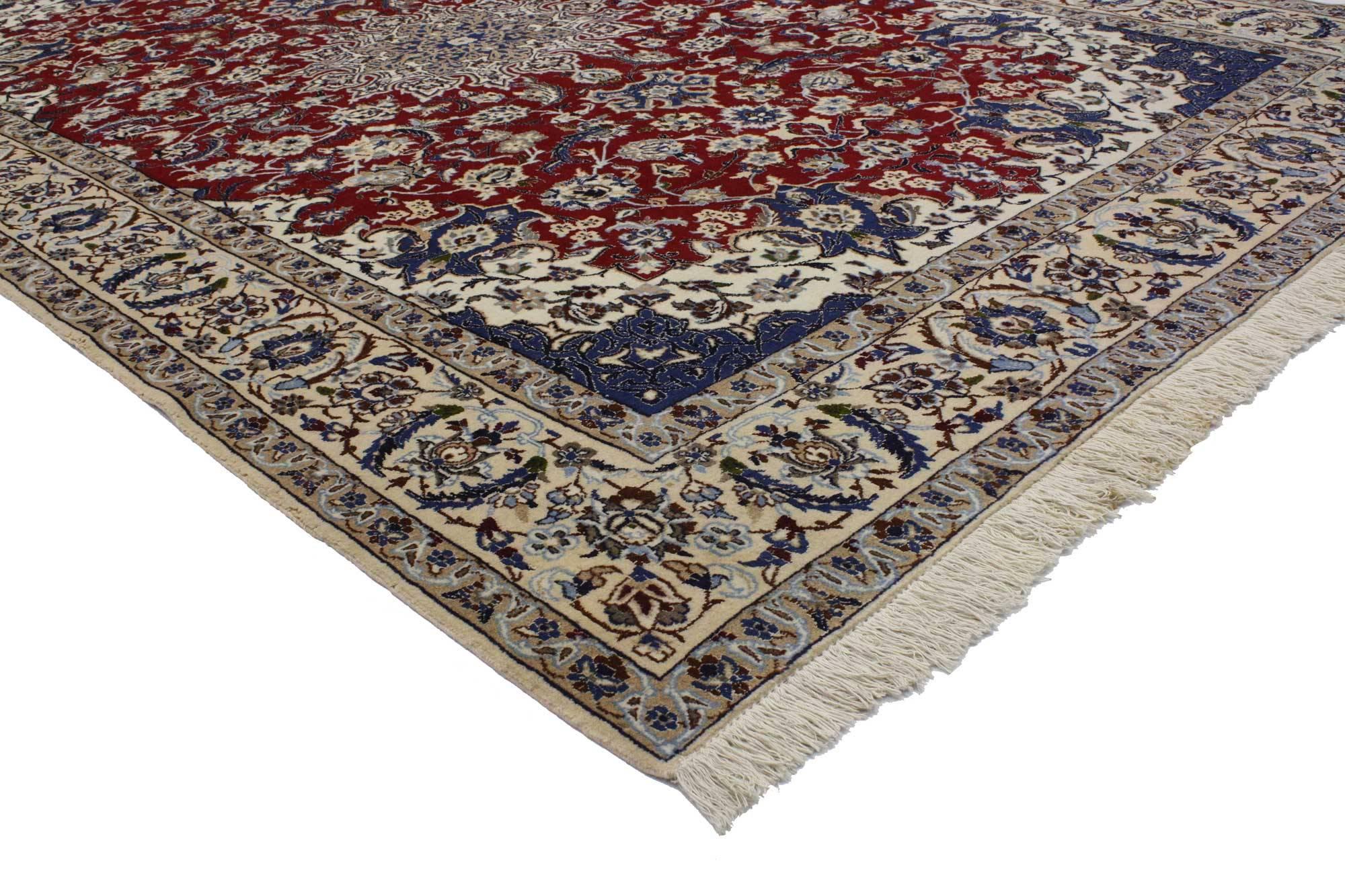 Tabriz Vintage Persian Nain Rug with Federal Colonial Style