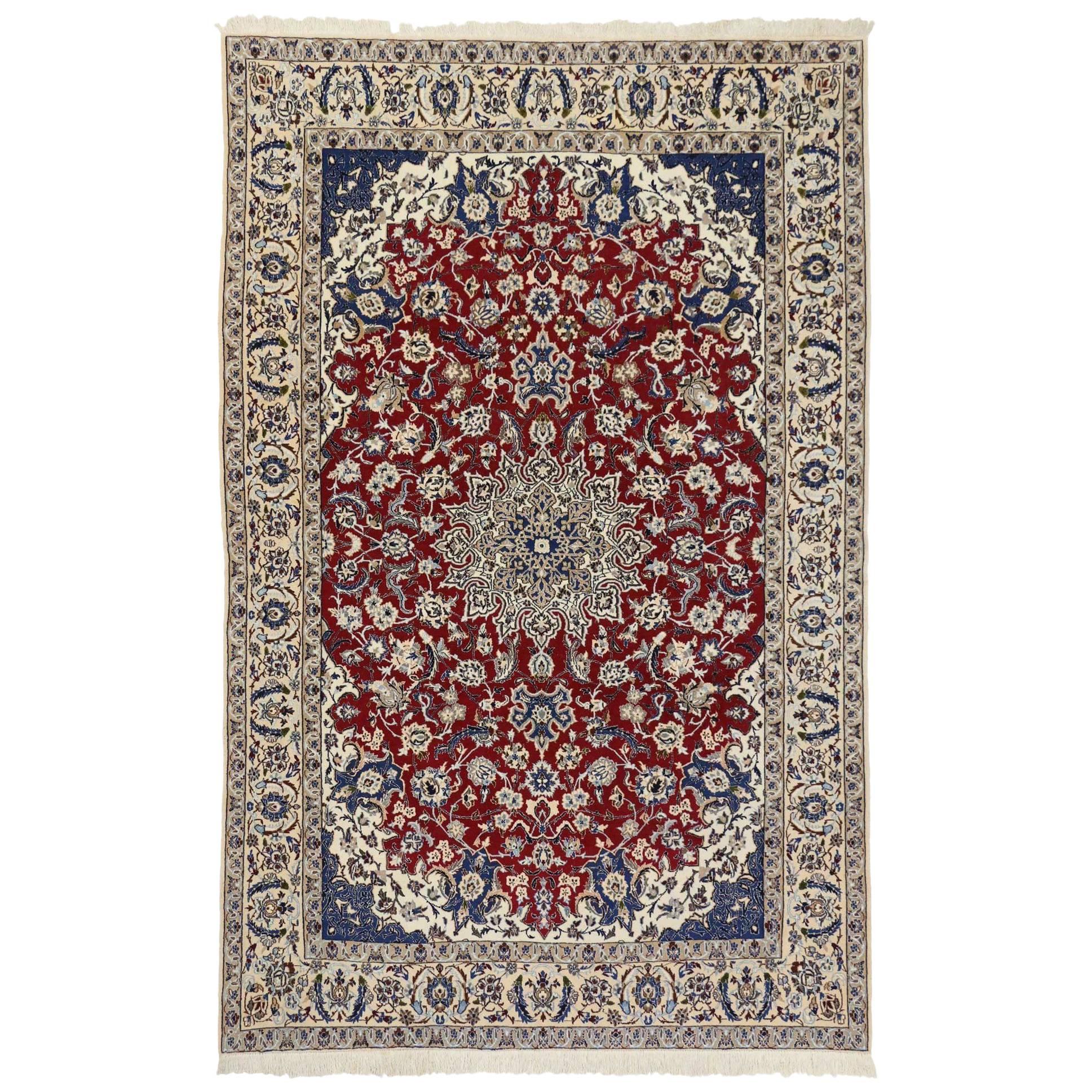 Vintage Persian Nain Rug with Federal Colonial Style