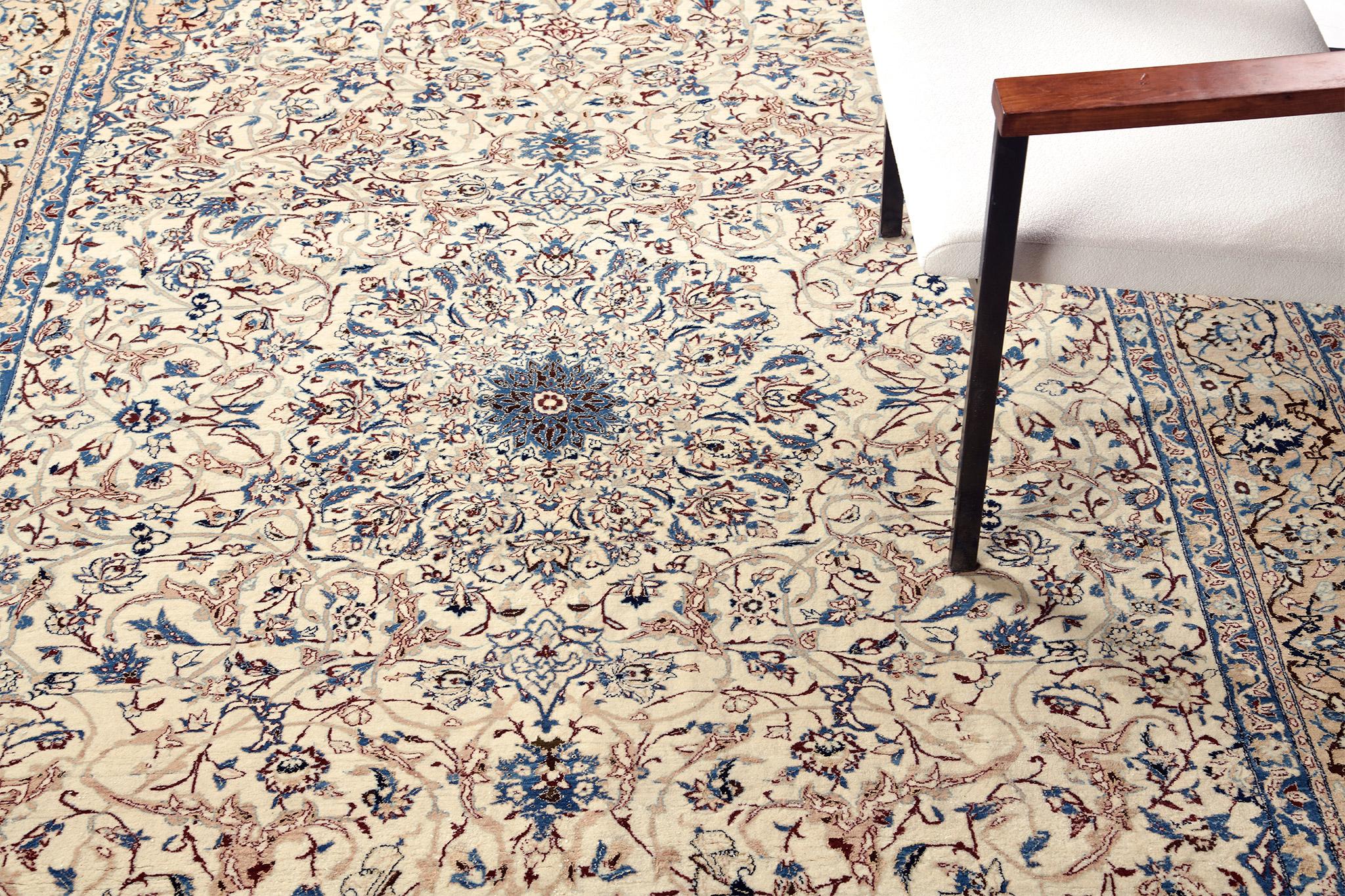 Wool Vintage Persian Nain Toudeshk For Sale