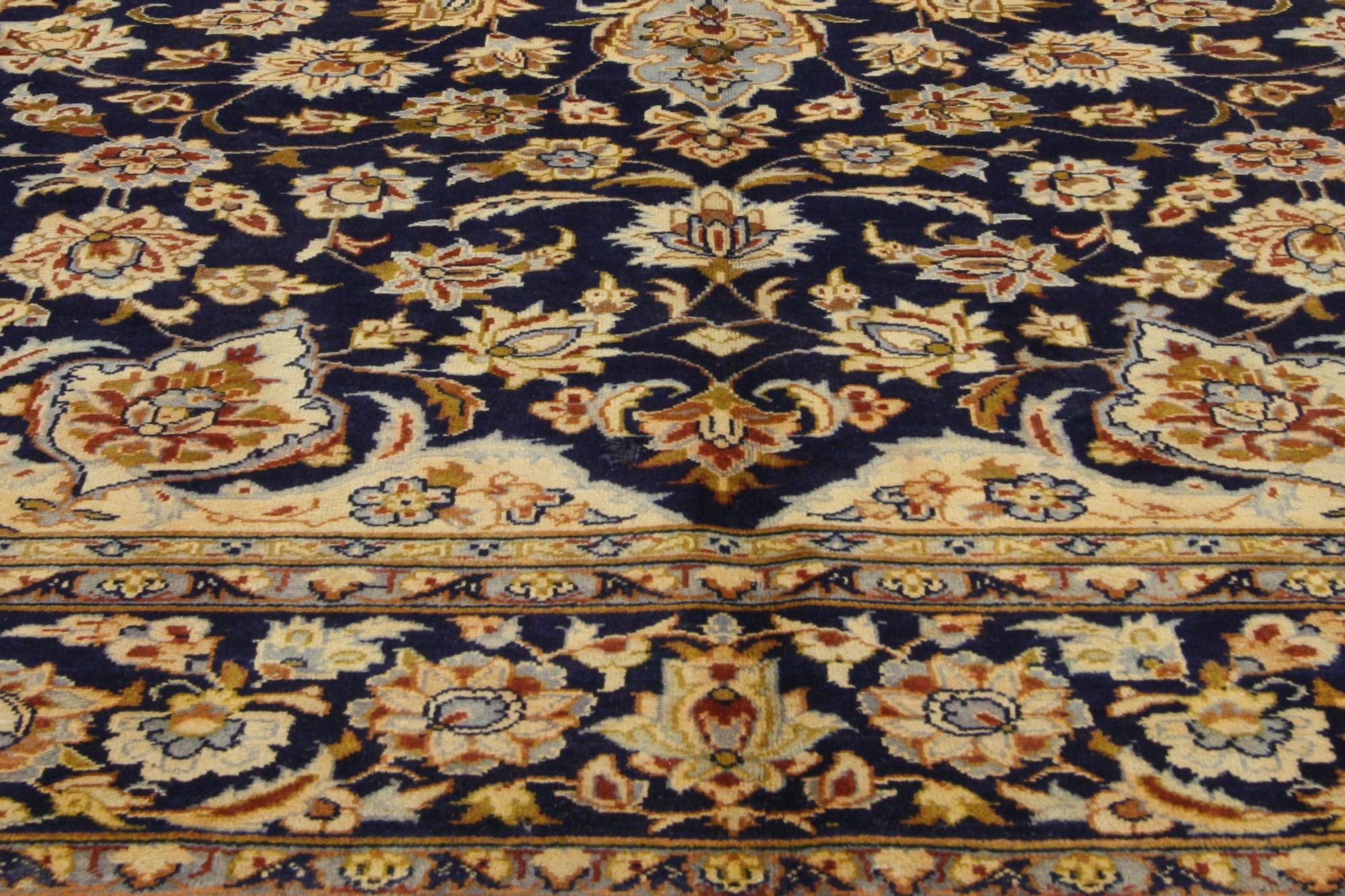 20th Century Vintage Persian Najafabad Area Rug with Romantic Arabesque Baroque Style For Sale