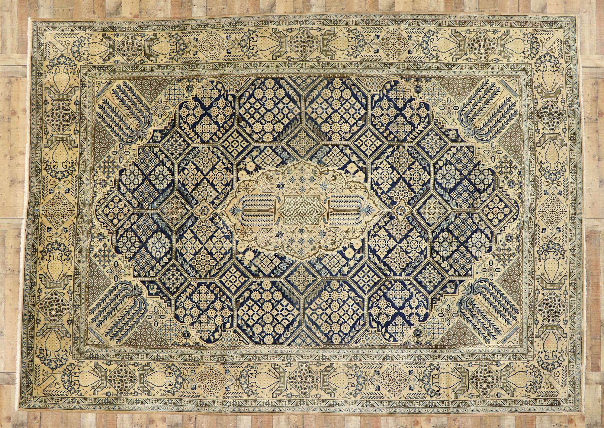 Wool Vintage Persian Najafabad Rug with Joshegan Design and French Country Style For Sale