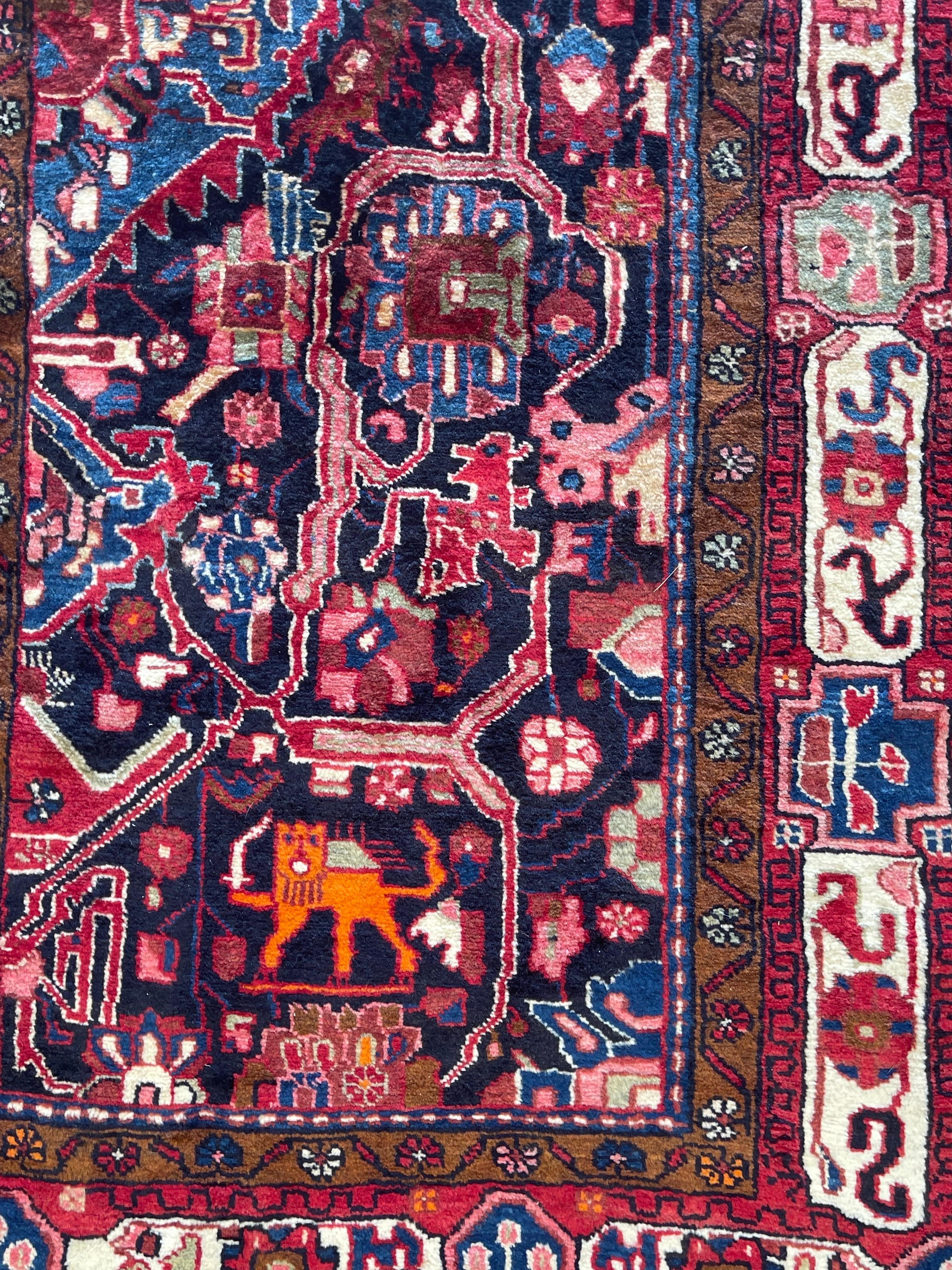Wool Vintage Persian Navahand Vagireh Sampler For Sale