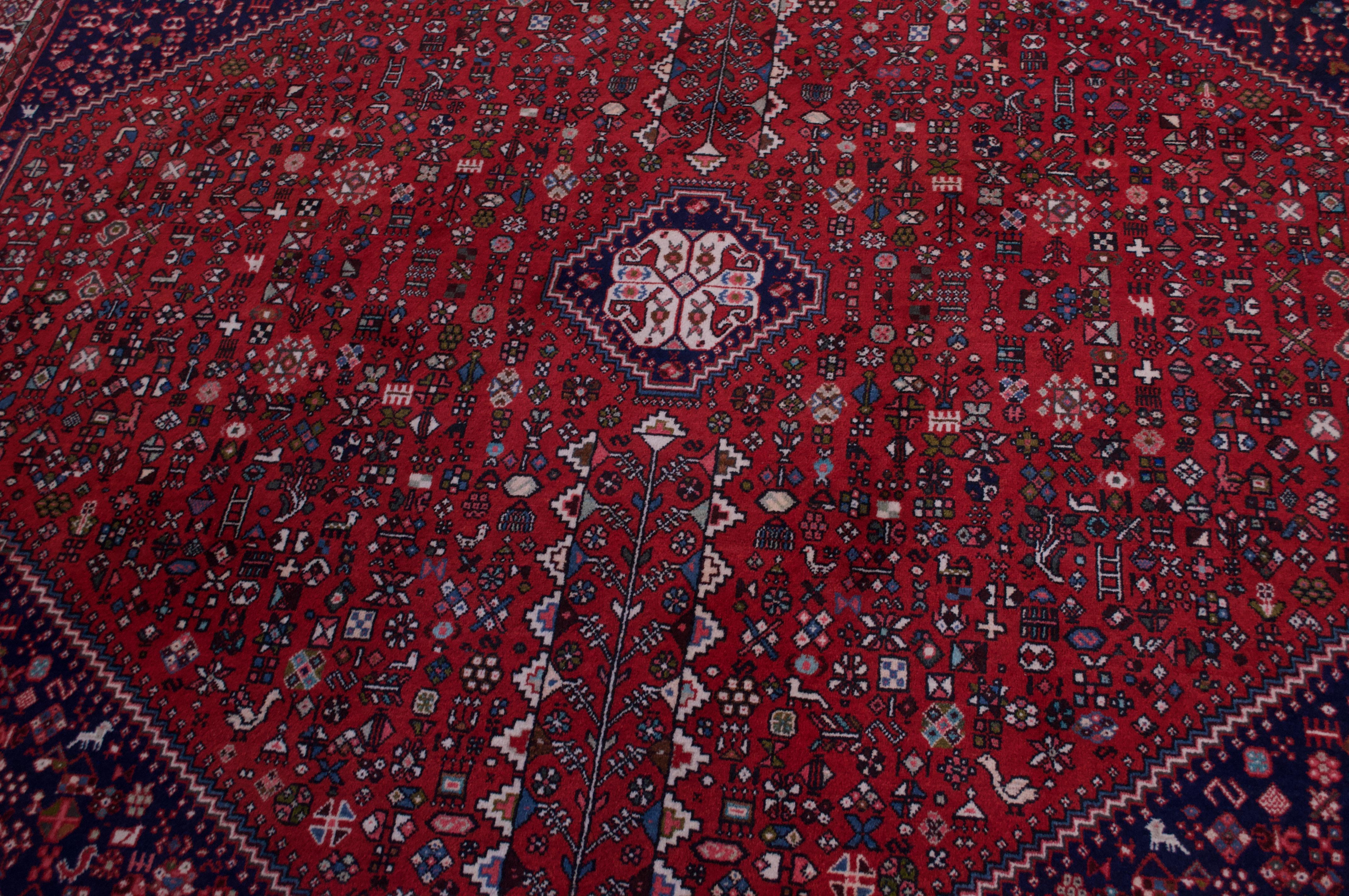 Tribal Vintage Persian Navy and Red Shiraz Tapestry / Rug