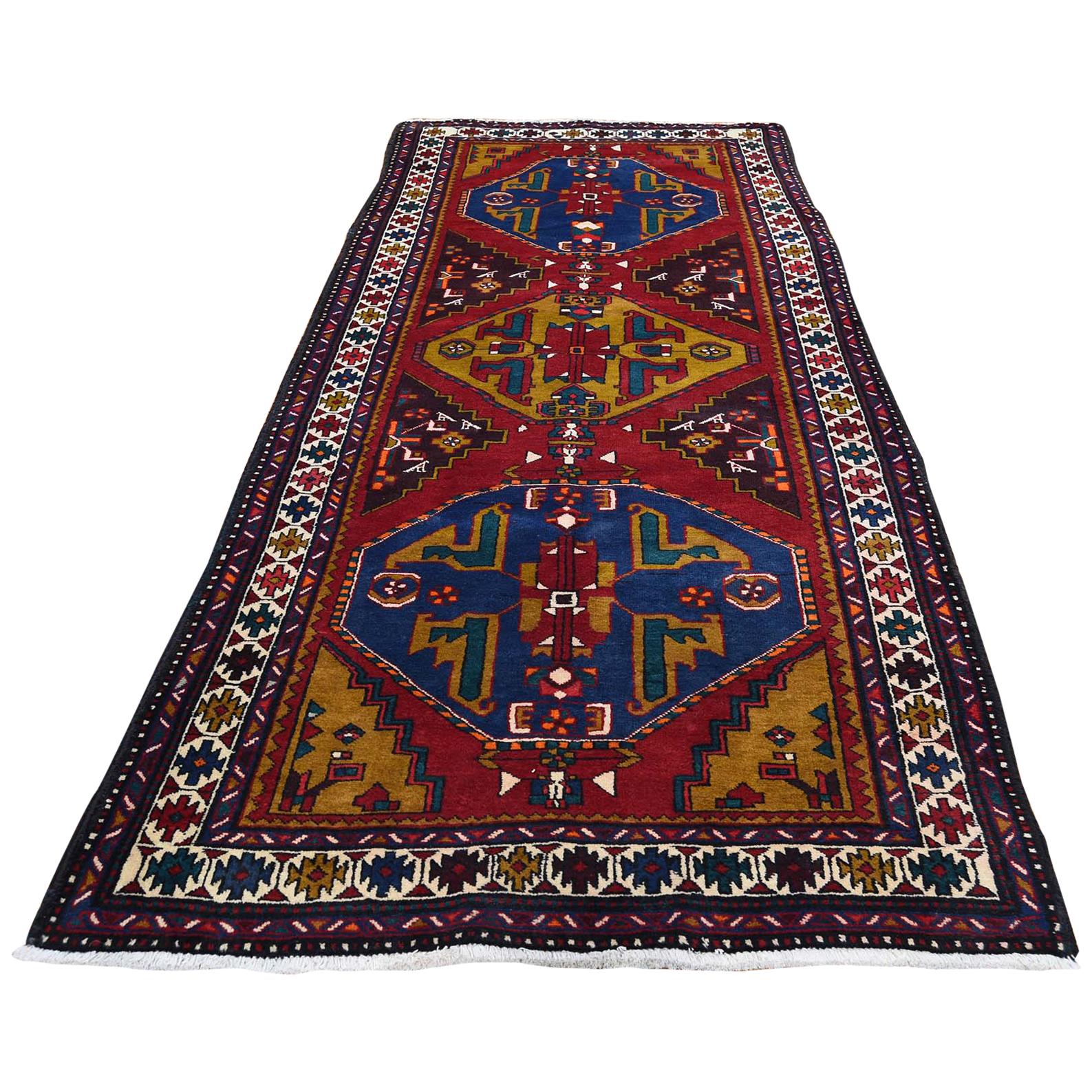 Vintage Persian Northeast Pure Wool Wide Runner Oriental Rug
