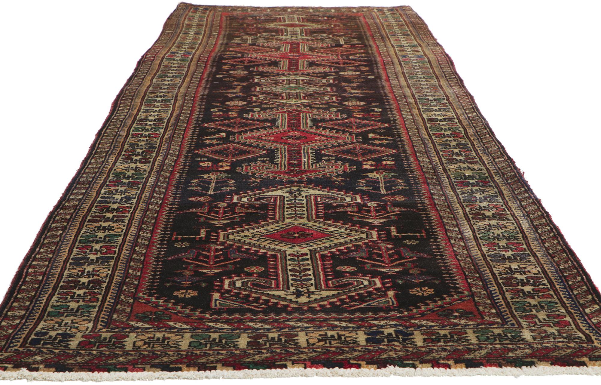Hand-Knotted Vintage Persian Northwest Runner with Tribal Style For Sale