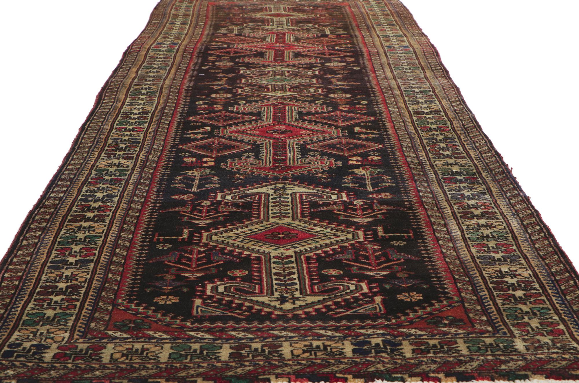 Vintage Persian Northwest Runner with Tribal Style In Good Condition For Sale In Dallas, TX
