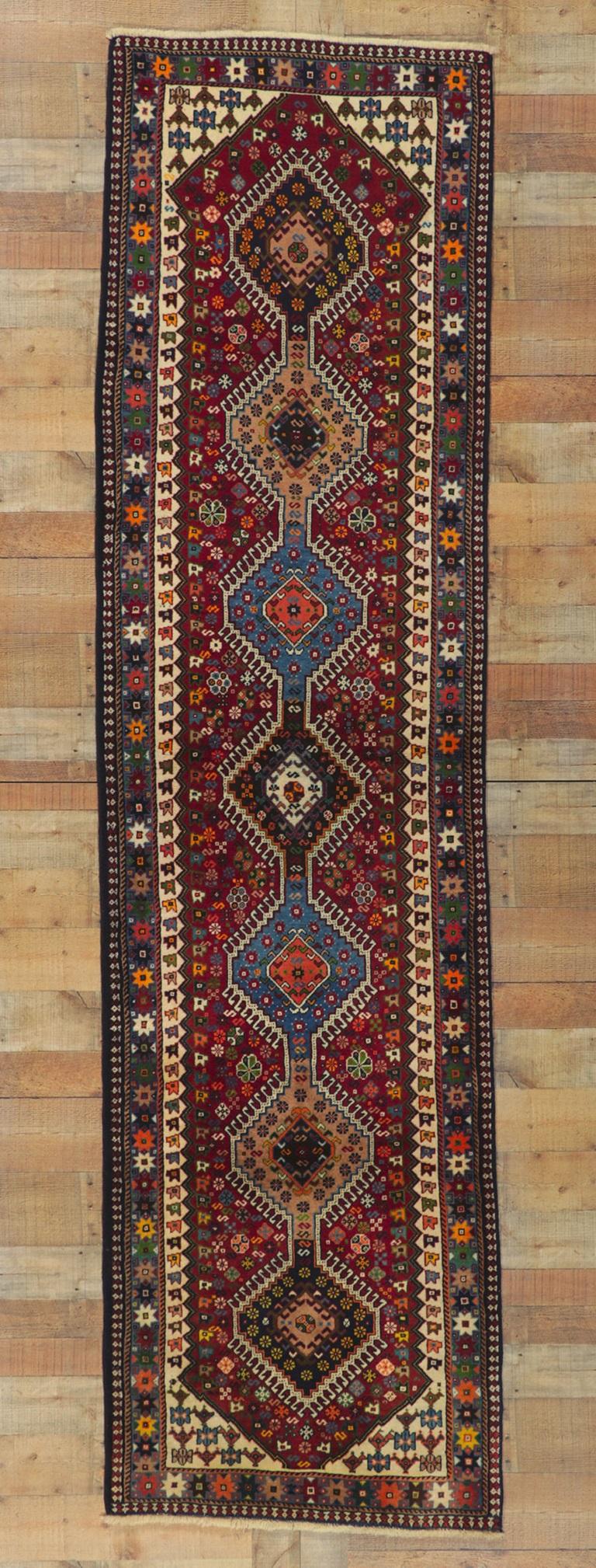 Vintage Persian Shiraz Rug, Tribal Enchantment Meets Nomadic Charm For Sale 2