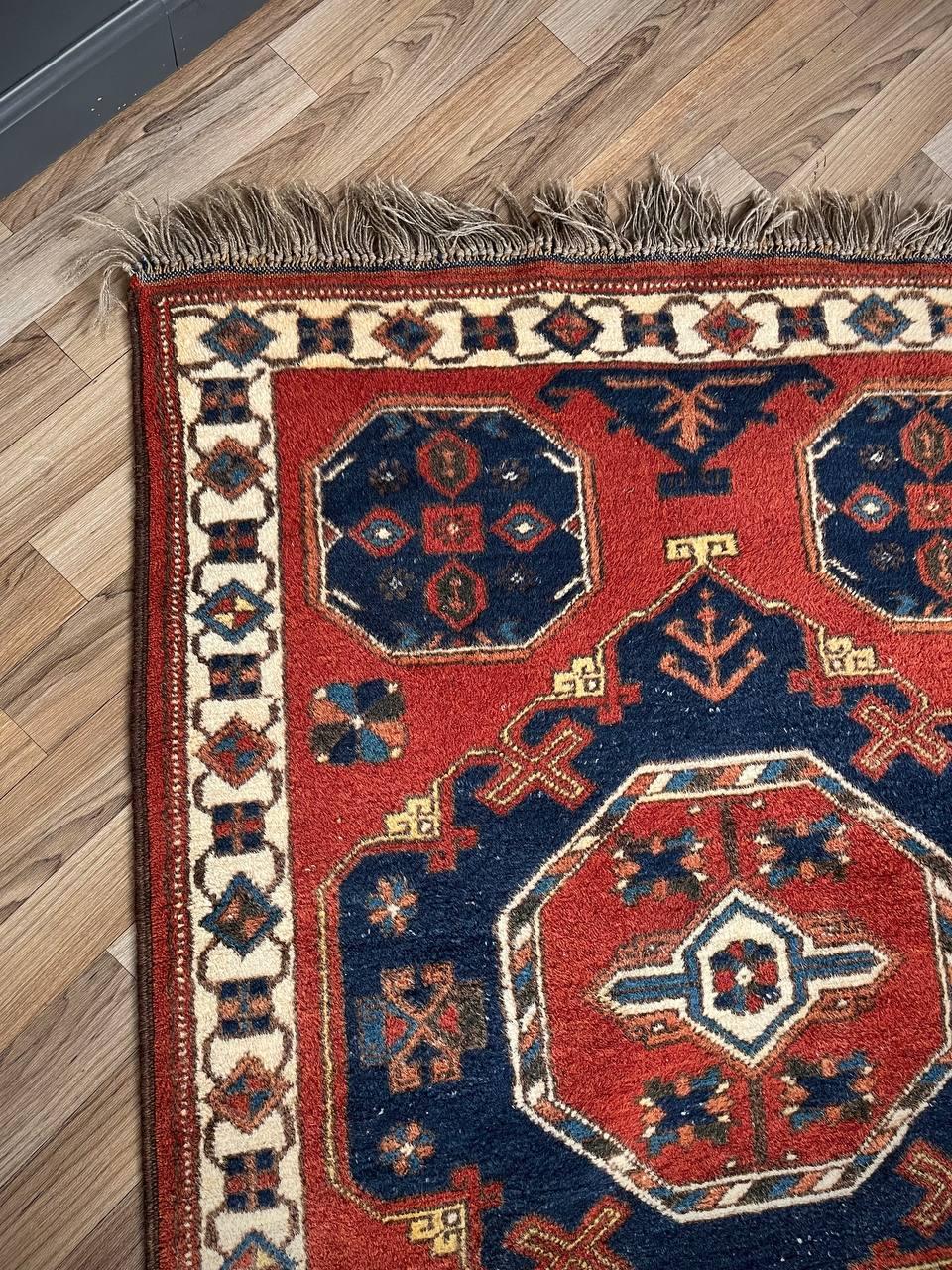 Mid-20th Century Vintage Persian Oriental Handmade Wool Carpet Rug For Sale