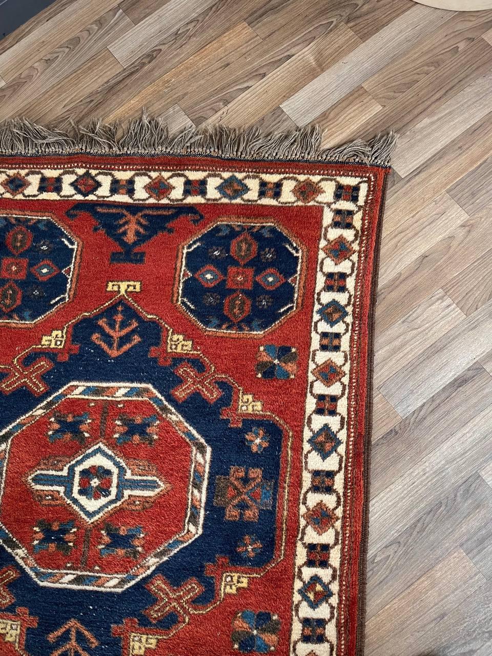 Vintage Persian Oriental Handmade Wool Carpet Rug For Sale 1