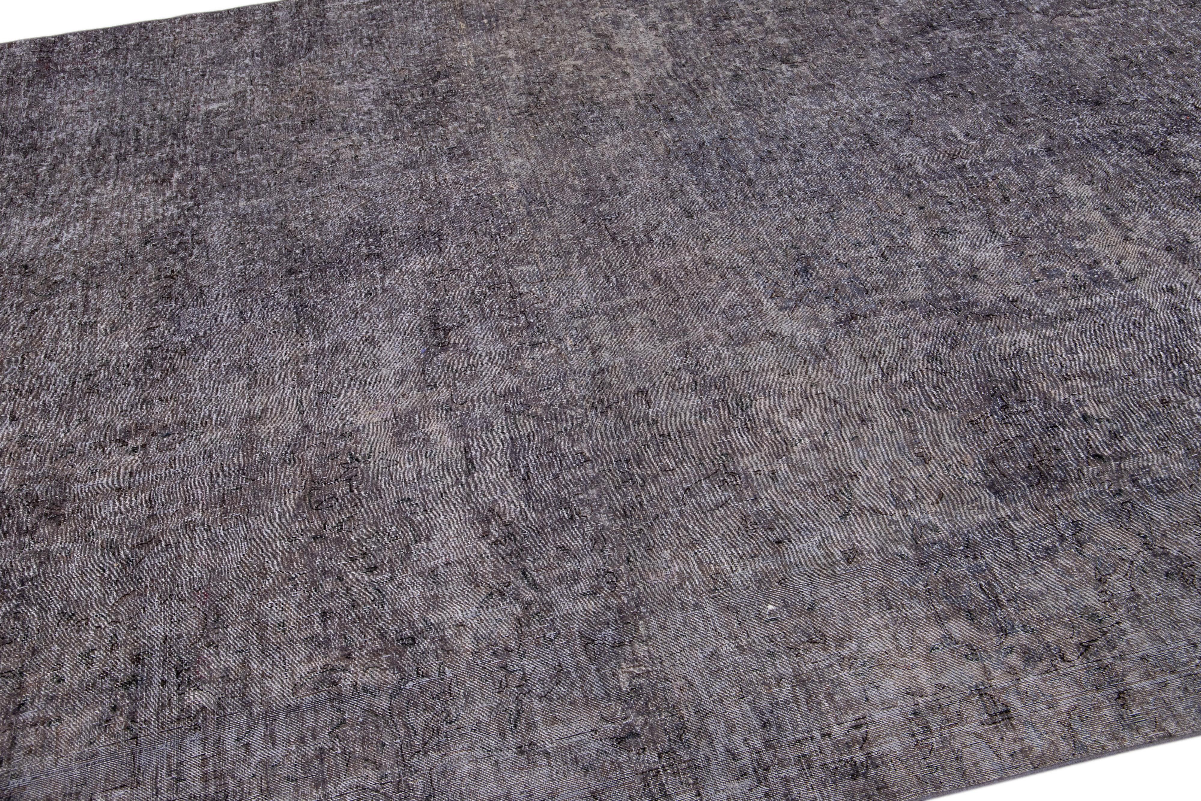 20th Century Vintage Persian Overdyed Handmade All-Over Gray Wool Rug For Sale