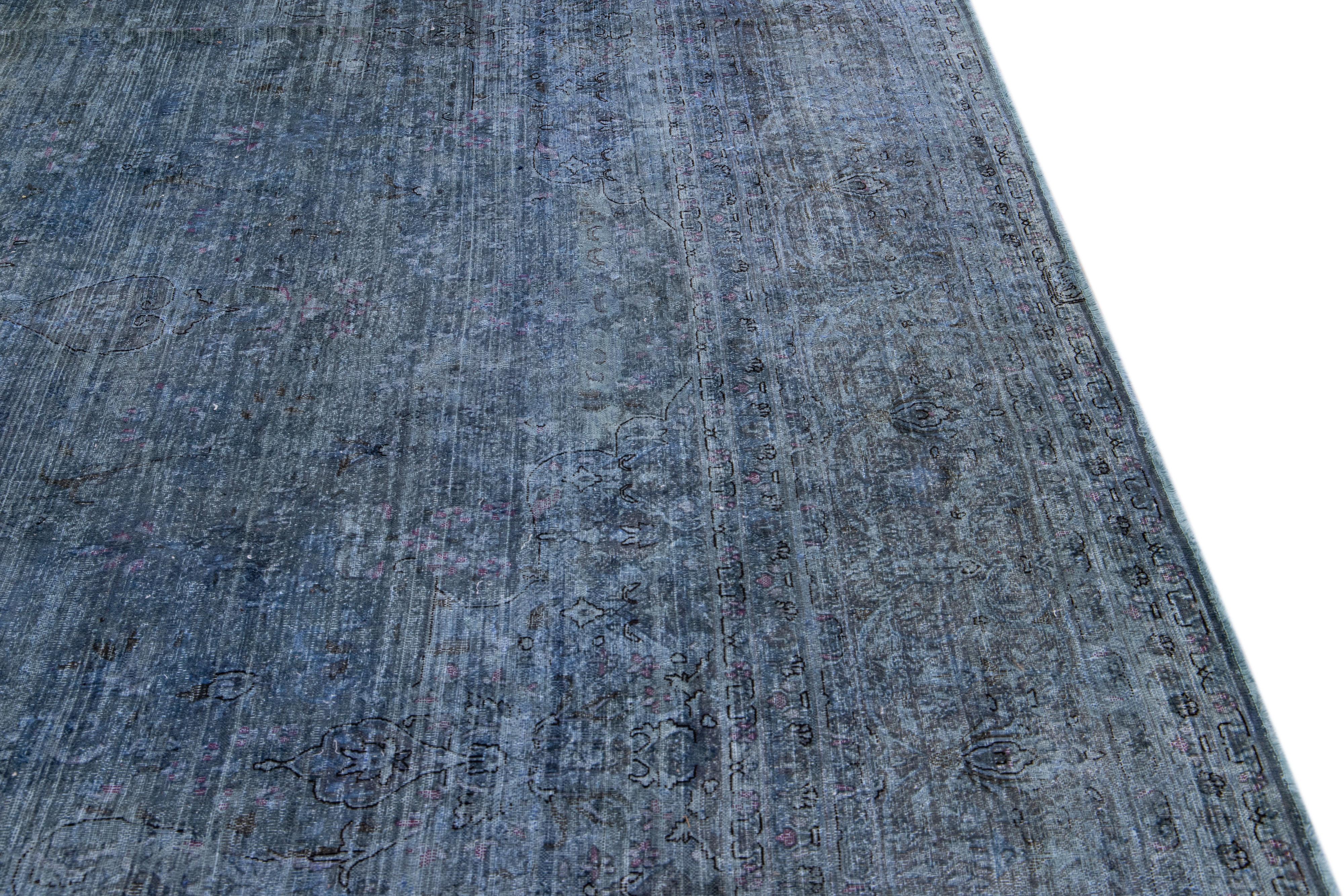 Vintage Persian Overdyed Handmade Blue Wool Rug In Good Condition For Sale In Norwalk, CT