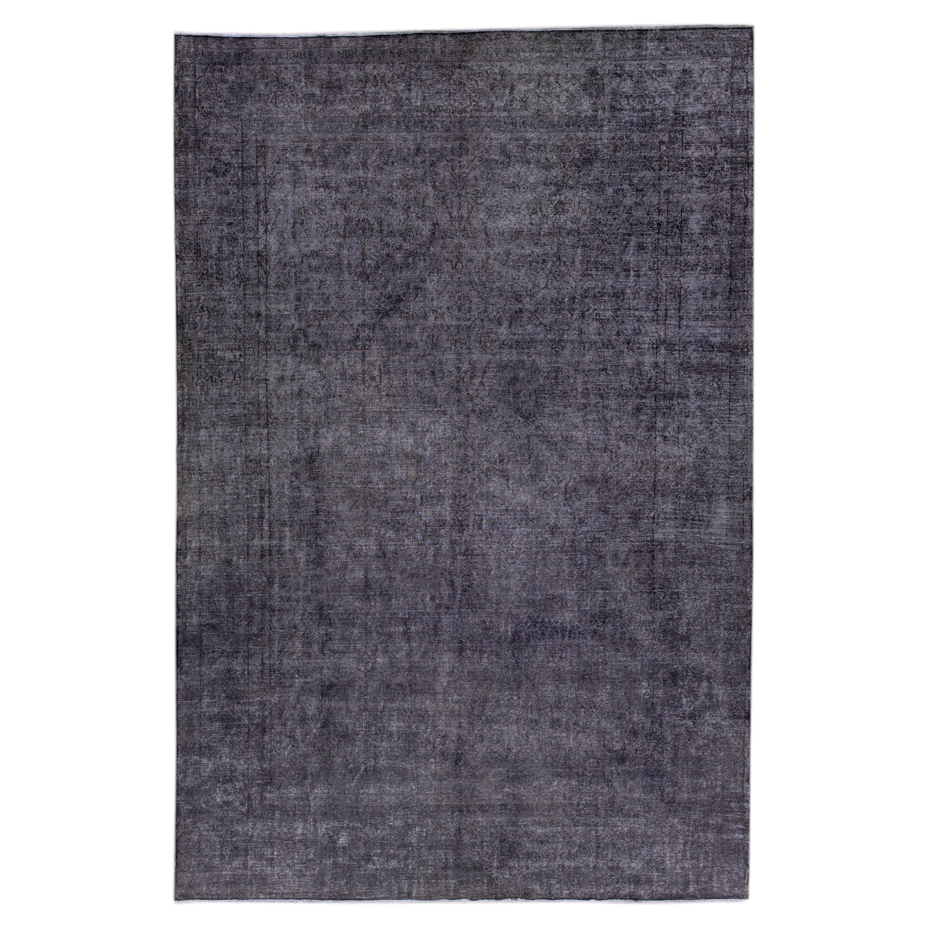 Persischer handgefertigter Overdyed-Teppich aus grauer Wolle mit Medaillonmuster