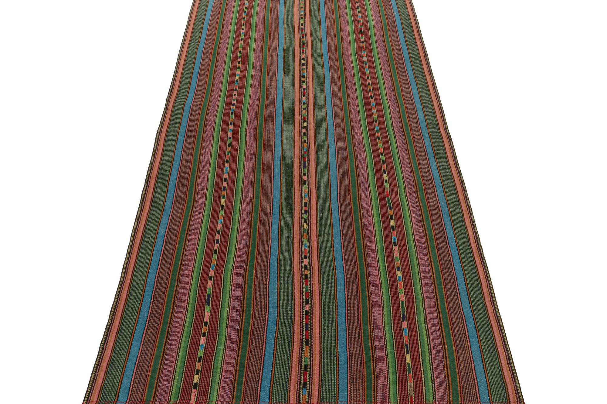 Vintage Persian Palas Kilim in Multicolor Stripes In Good Condition For Sale In Long Island City, NY