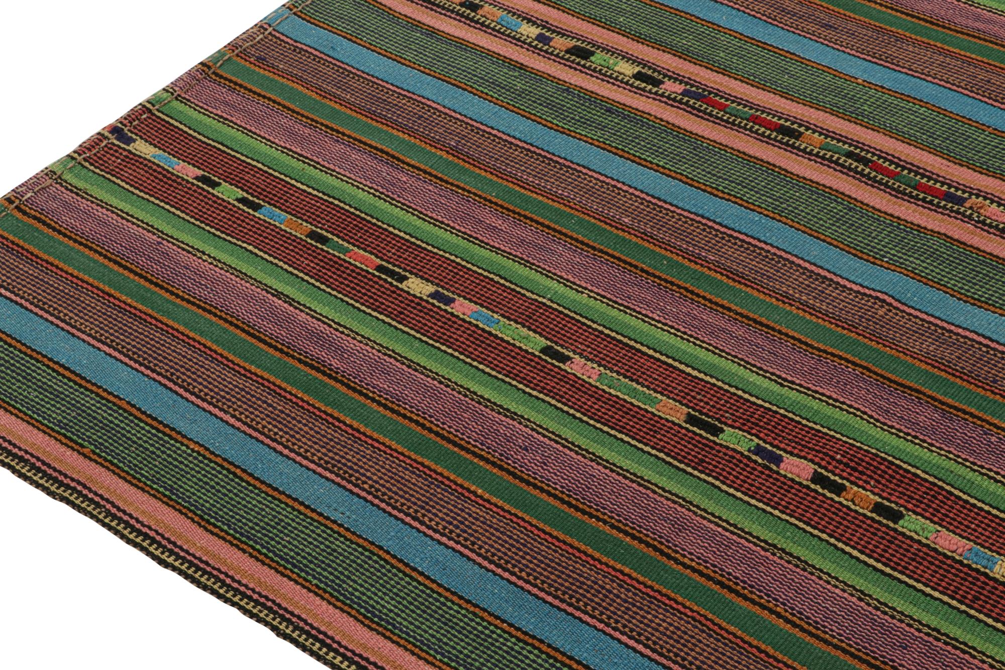 Mid-20th Century Vintage Persian Palas Kilim in Multicolor Stripes For Sale