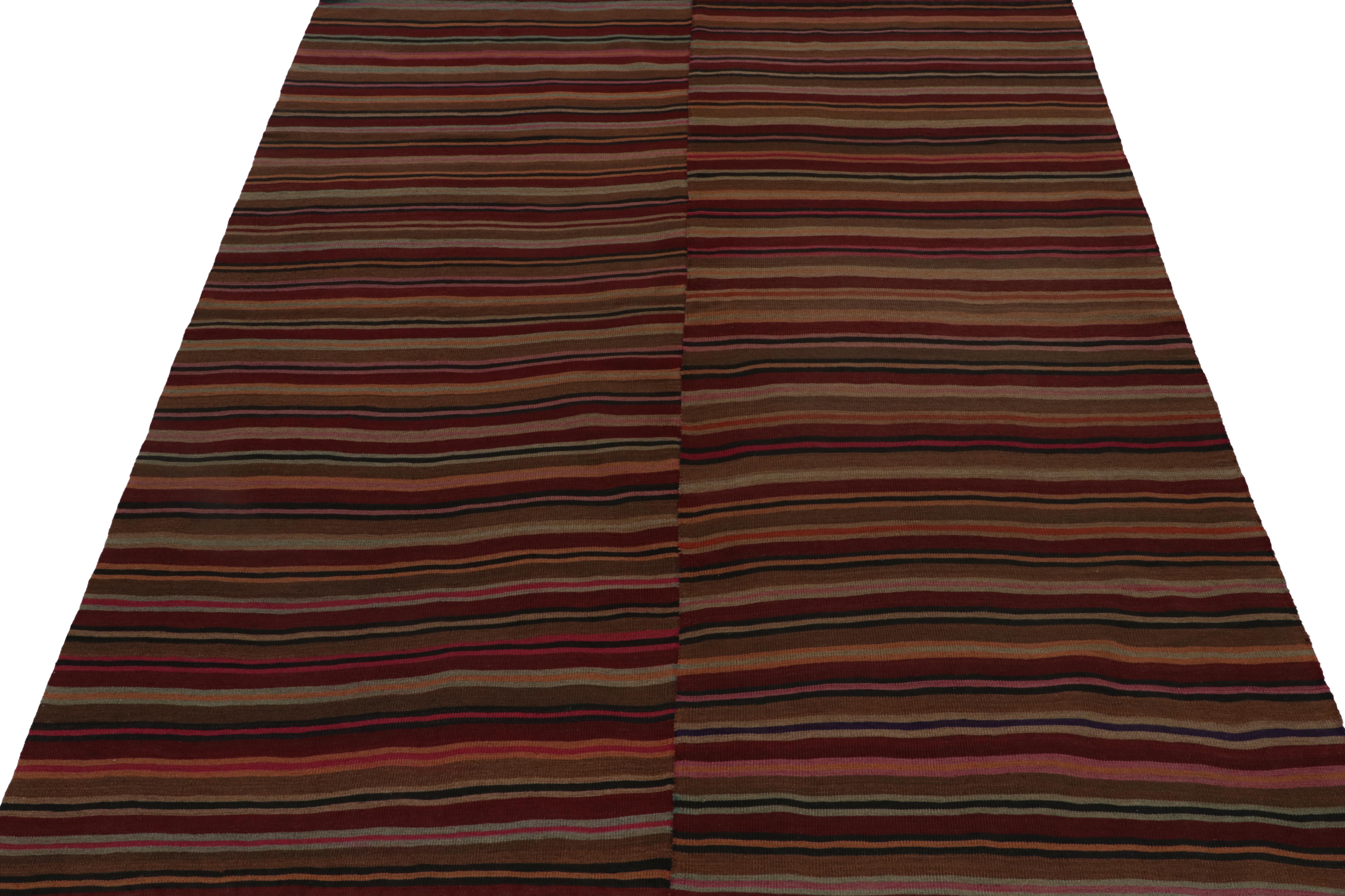 Tribal Vintage Persian Paneled Kilim rug in Polychromatic Stripes - by Rug & Kilim For Sale