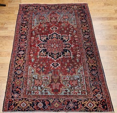 Hand-Knotted Persian Heriz Serapi Rug, Early 20th Century