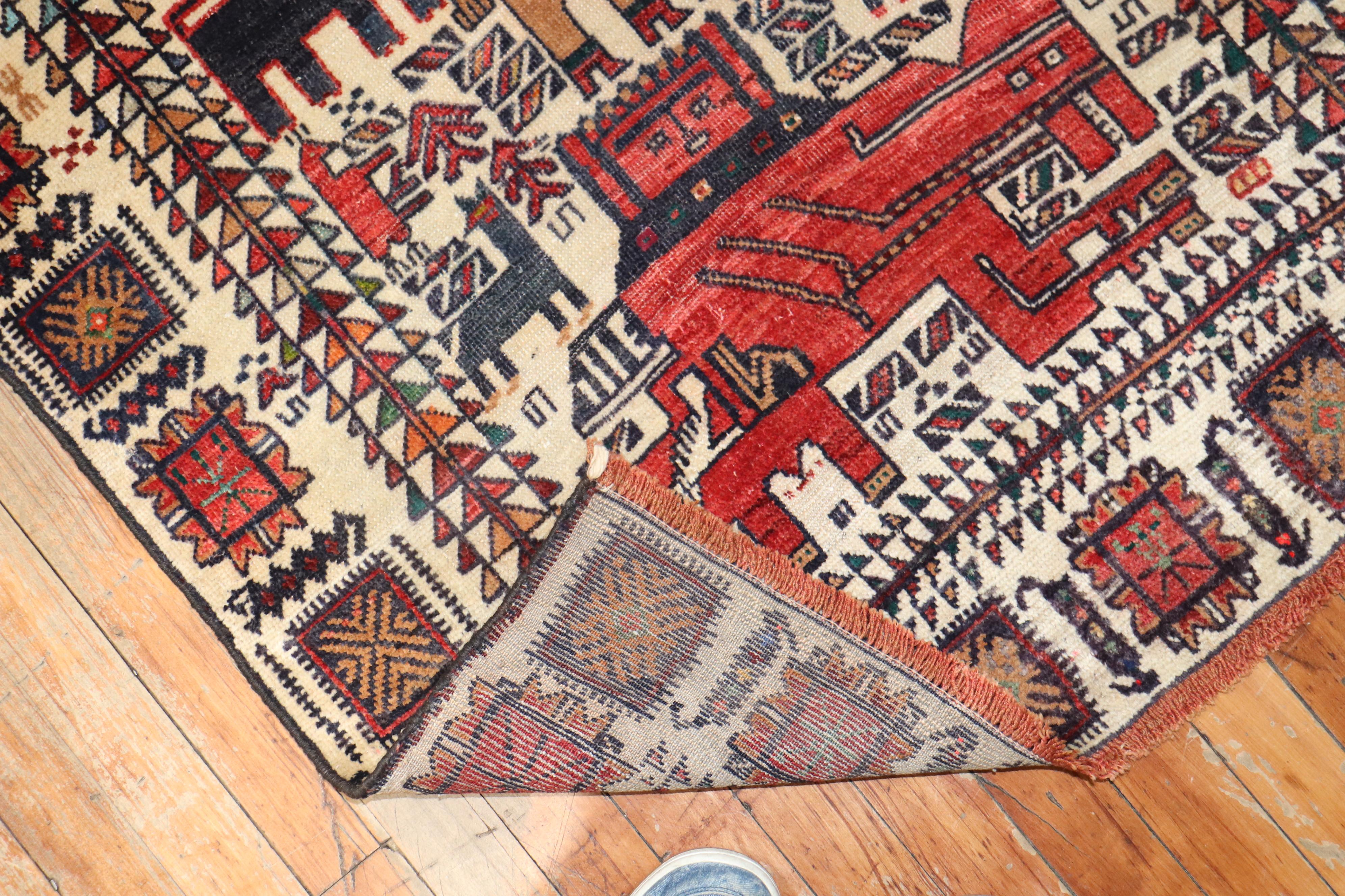20th Century Vintage Persian Pictorial Balouch Rug For Sale