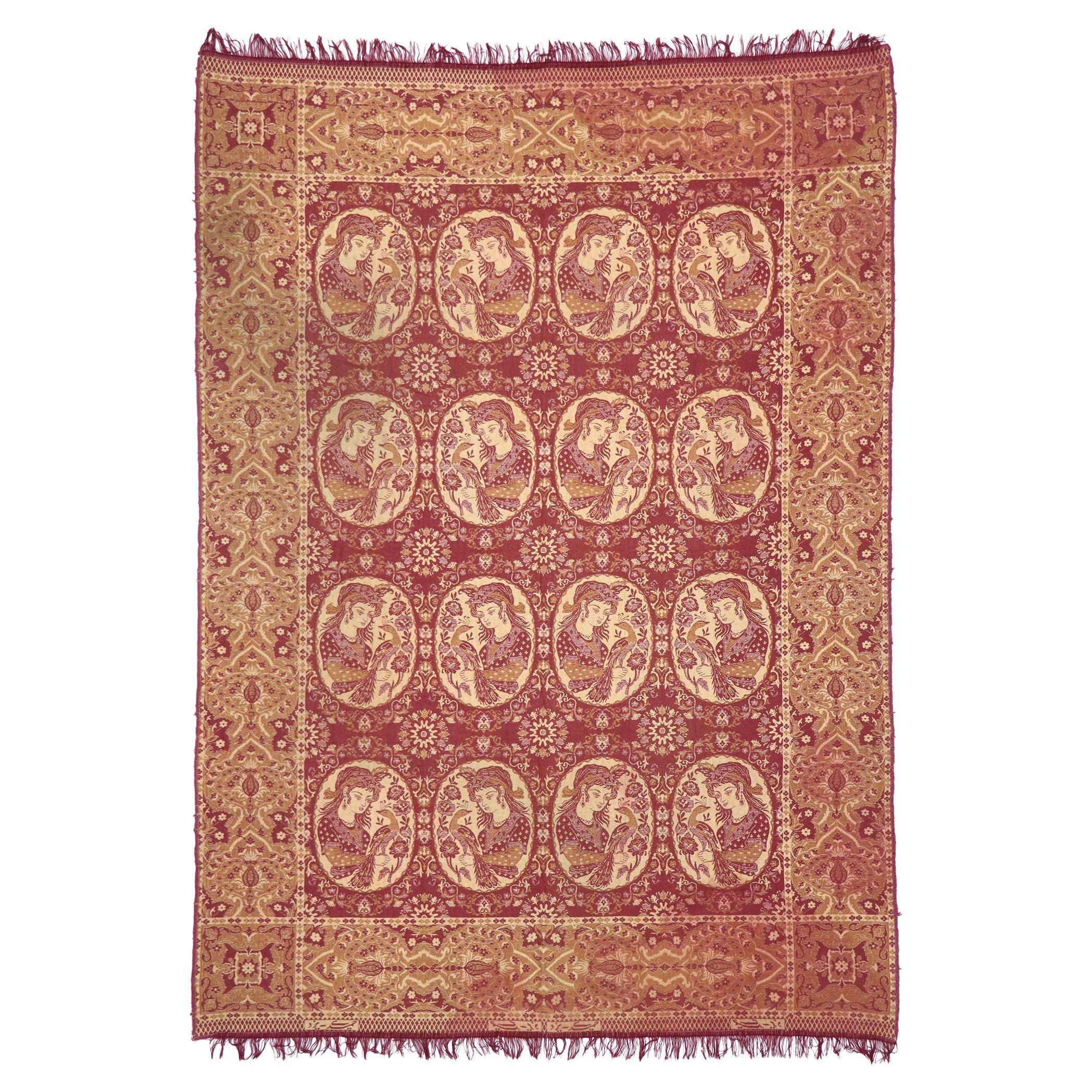 Tapis pictural persan vintage en vente