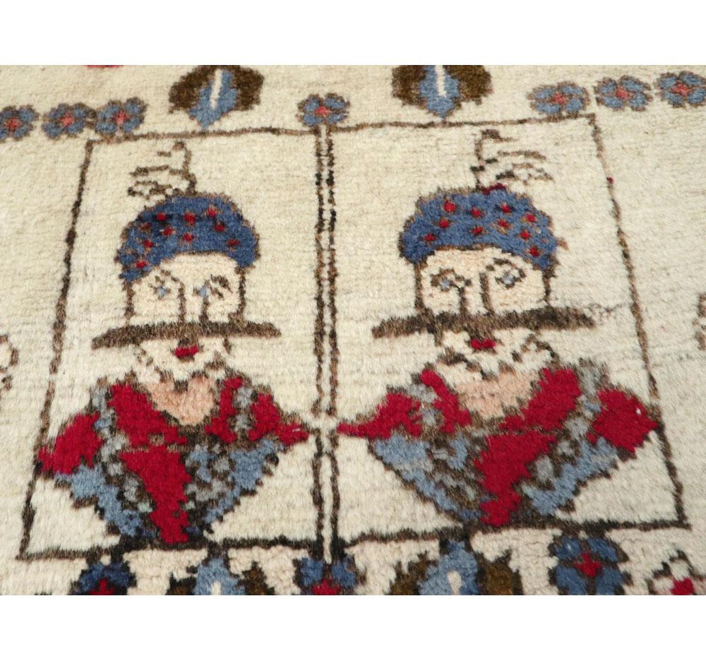 Hand-Knotted Vintage Persian Pictorial Hamadan Rug For Sale