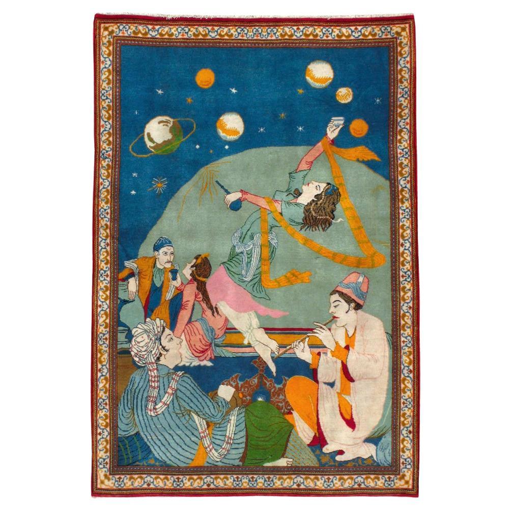 Tappeto persiano vintage pittorico