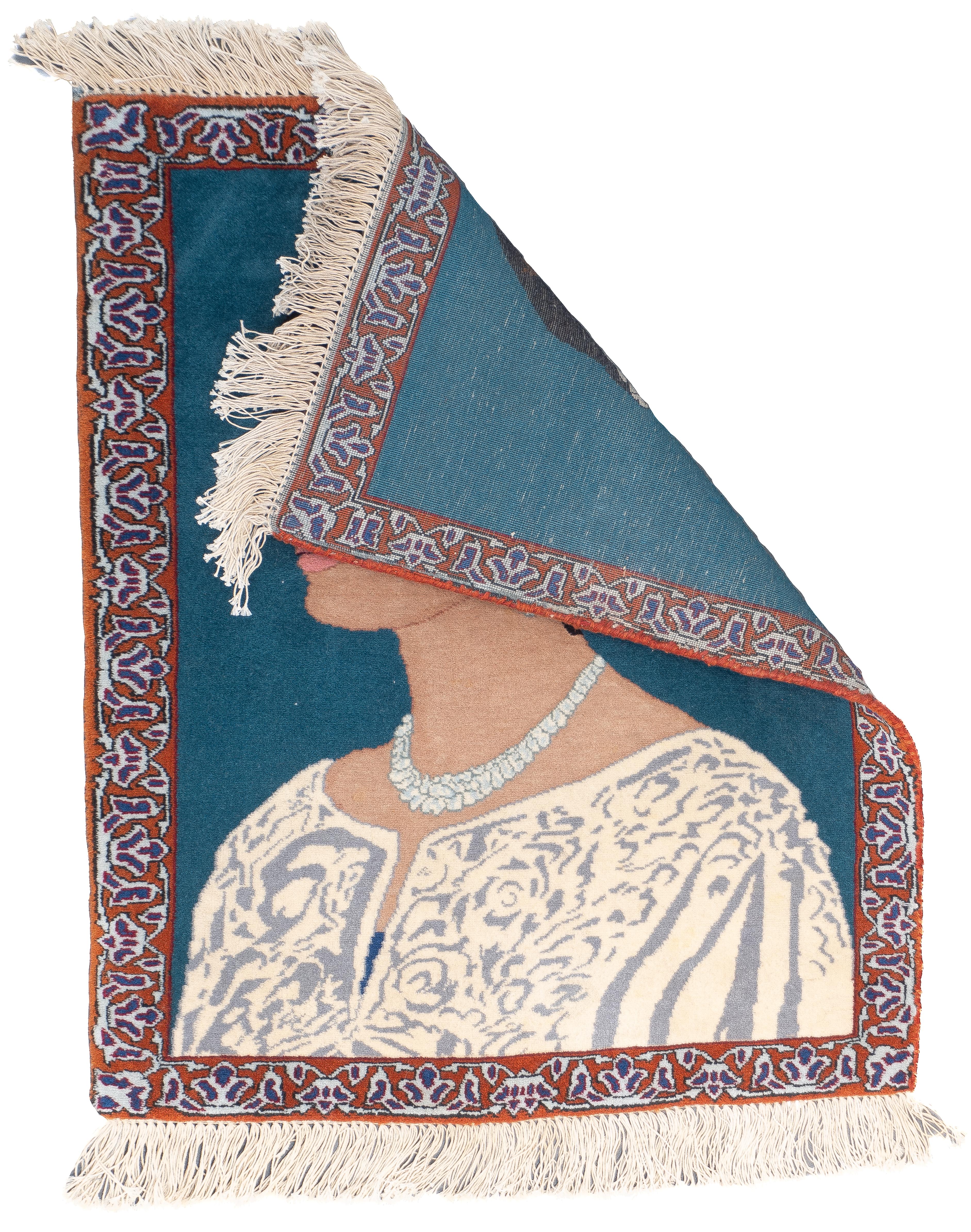 Persiano Tappeto persiano d'epoca con immagini Regina di Persia 1'8