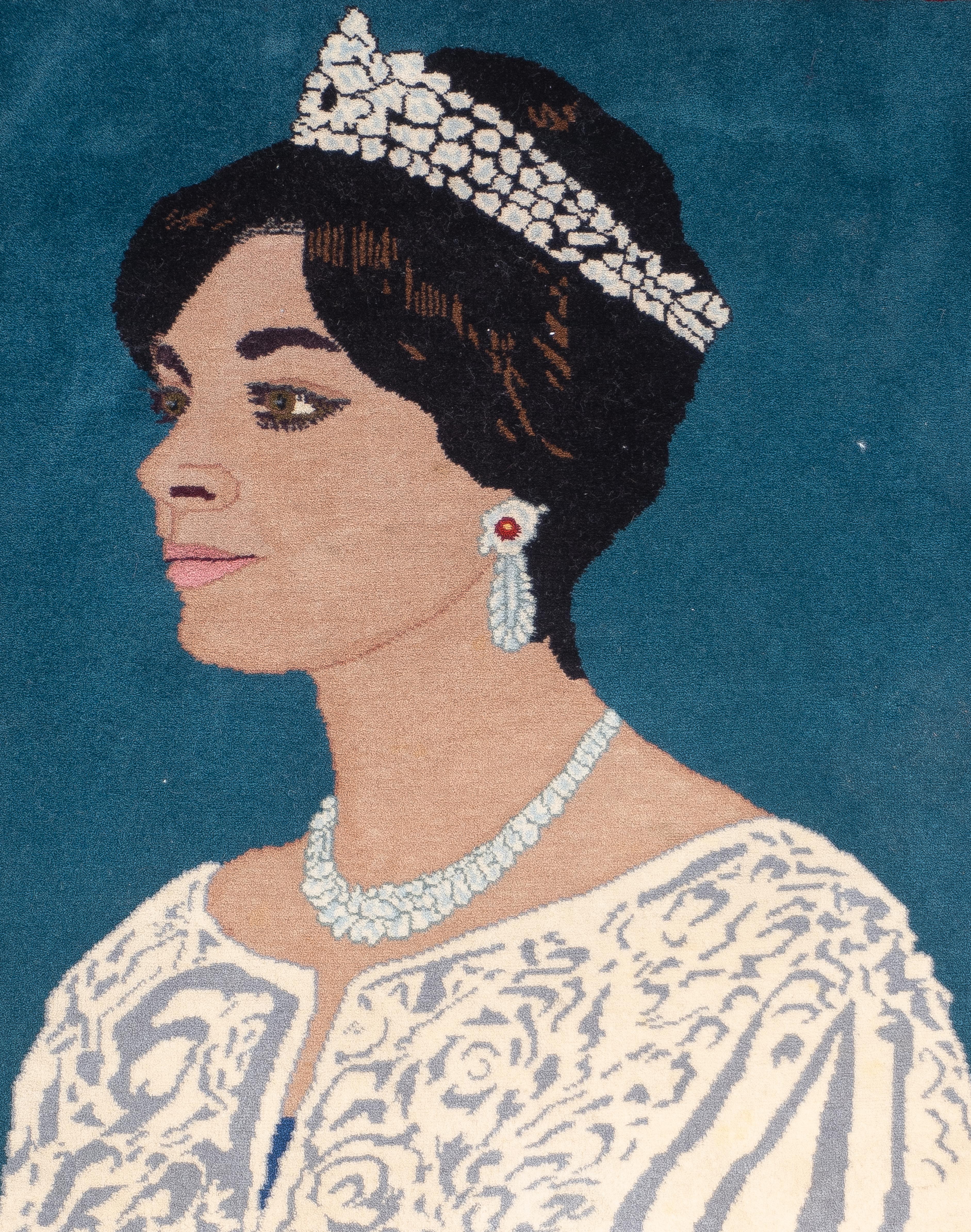 Tappeto persiano d'epoca con immagini Regina di Persia 1'8