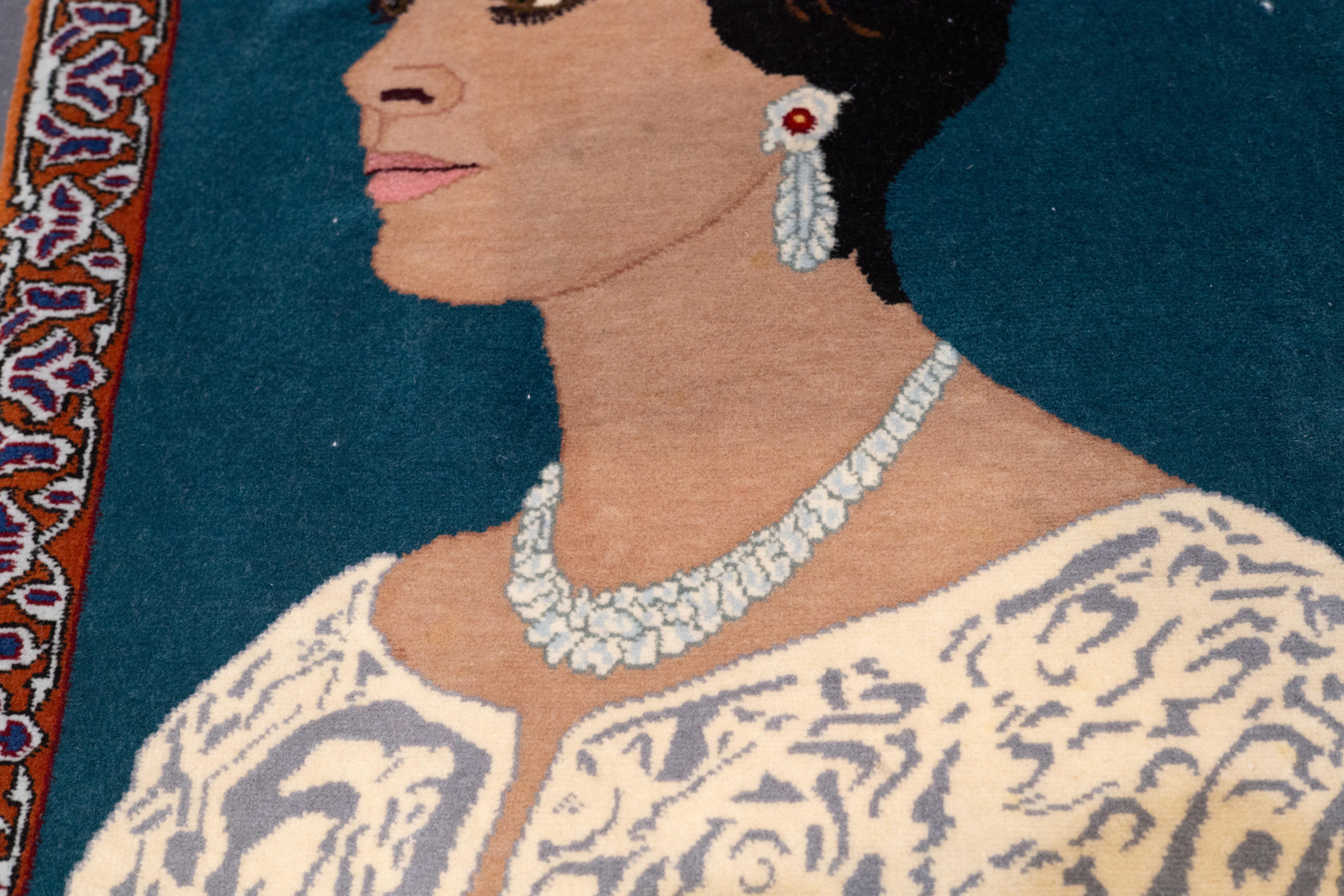 Lana Tappeto persiano d'epoca con immagini Regina di Persia 1'8