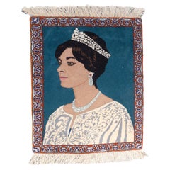 Vintage Persian Pictorial Rug Queen of Persia 1’8” x 2’3”
