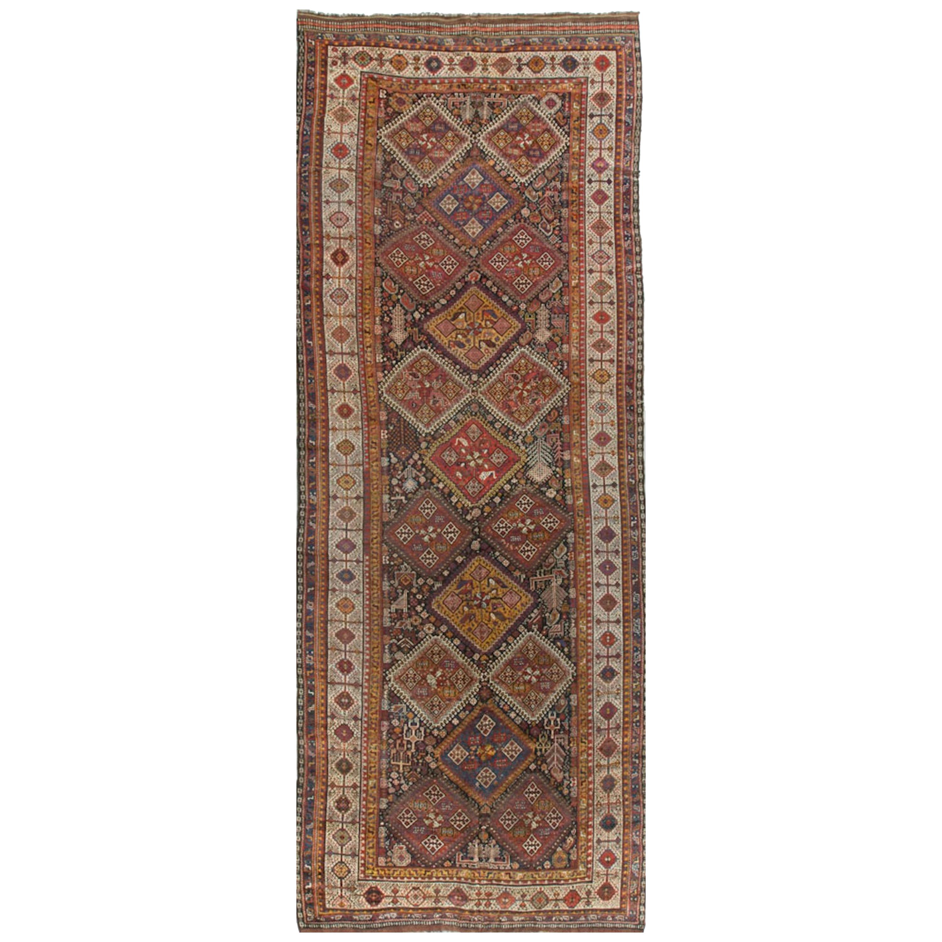 Vintage Persian Qashqai Rug, circa 1930 7'5" x 19'0. For Sale
