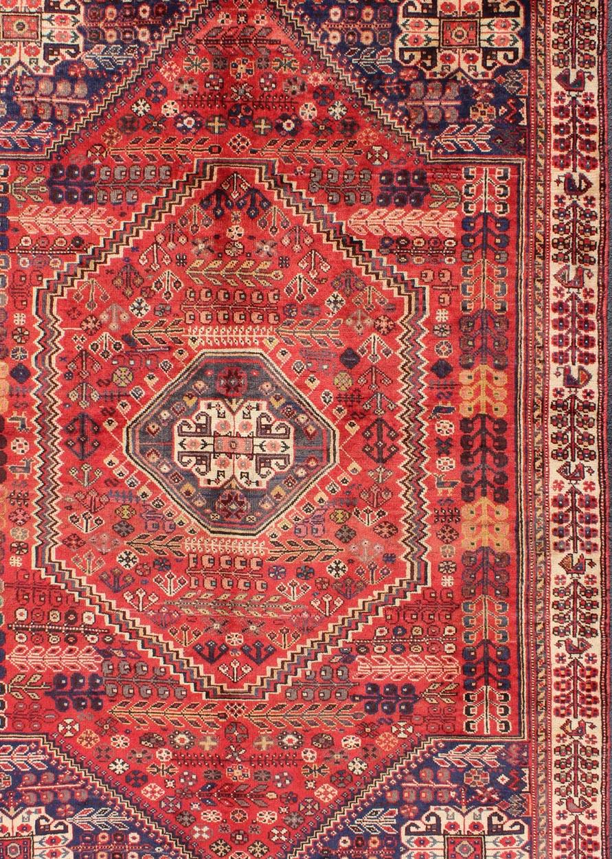 Hand-Knotted Vintage Persian Qashgai Rug
