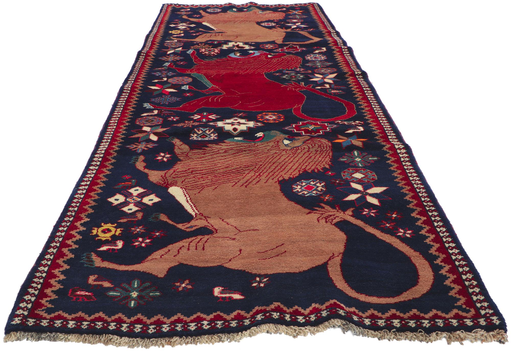Tribal Vintage Persian Qashqai Gabbeh Rug with Zoomorphic Design For Sale