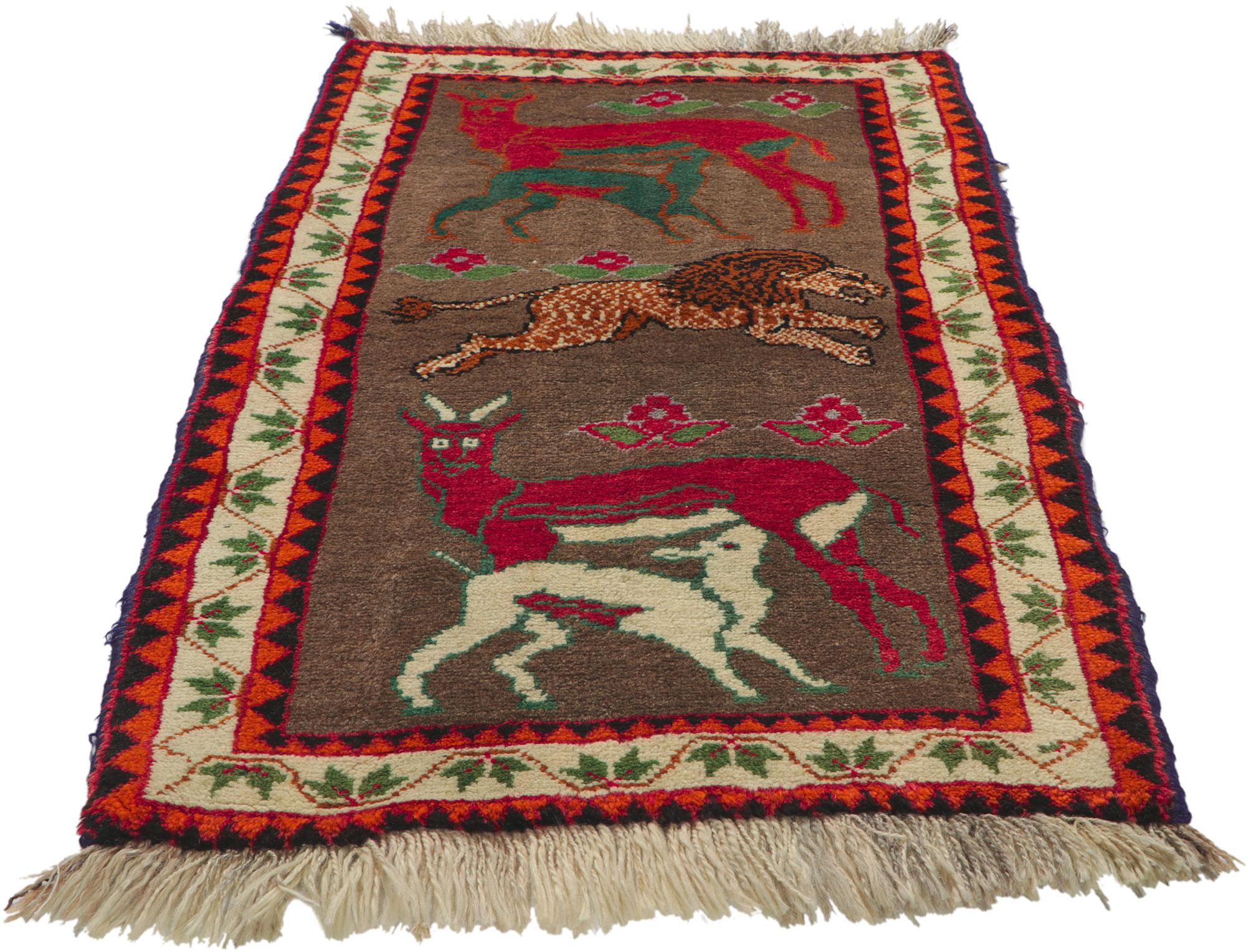 Tribal Vintage Persian Qashqai Gabbeh Rug with Zoomorphic Design For Sale
