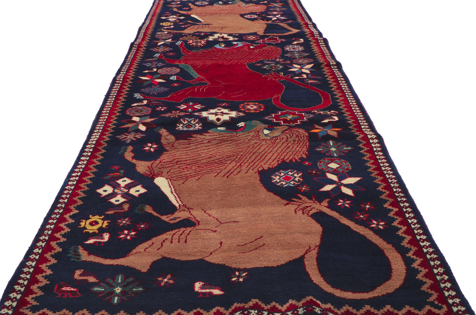 Vintage Persian Qashqai Gabbeh Rug with Zoomorphic Design In Good Condition For Sale In Dallas, TX