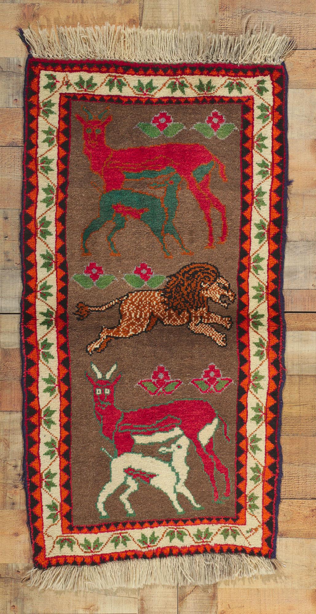 Vintage Persian Qashqai Gabbeh Rug with Zoomorphic Design For Sale 2