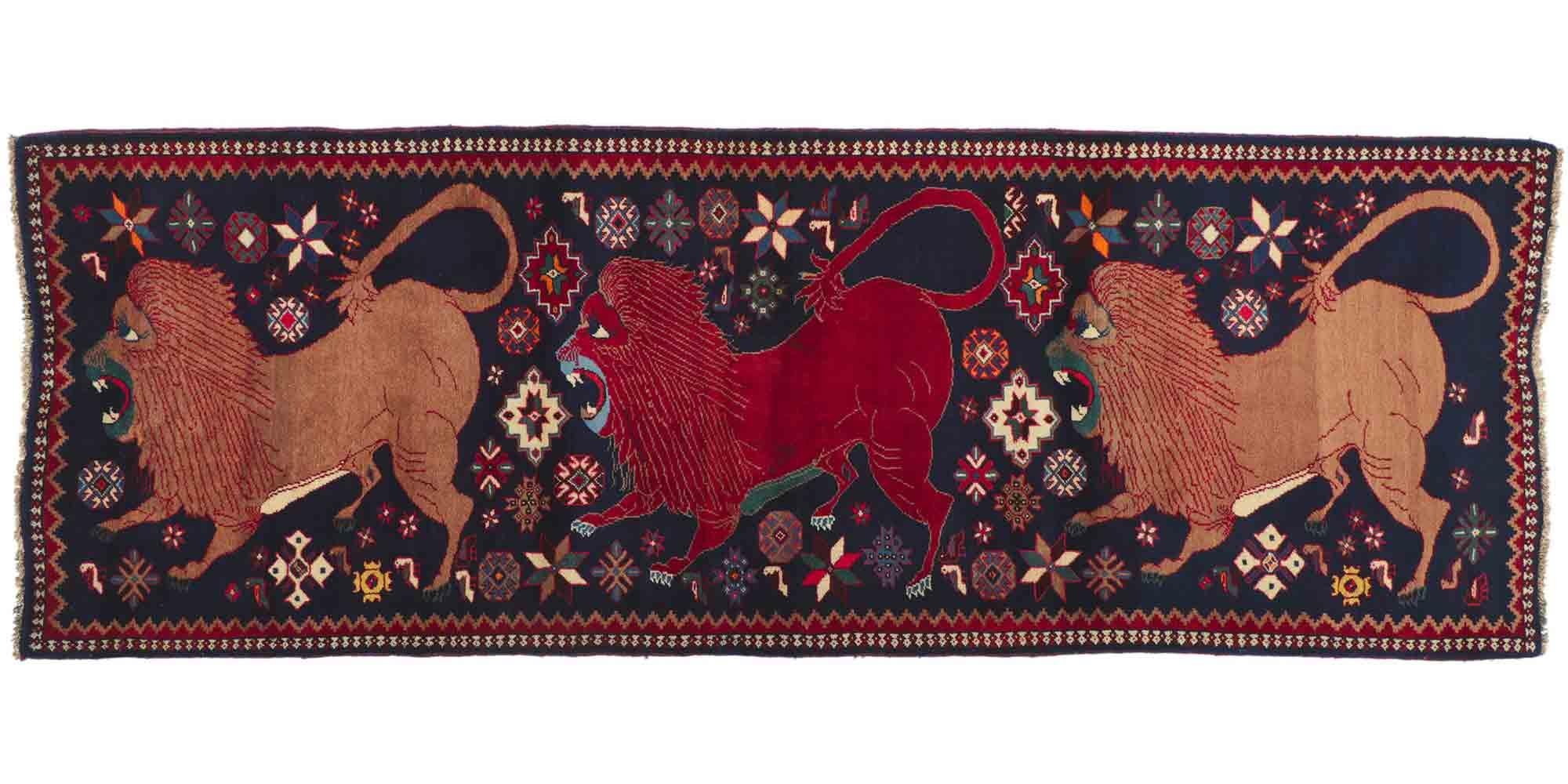 Tapis persan Qashqai Gabbeh vintage à motif zoomorphe en vente 2