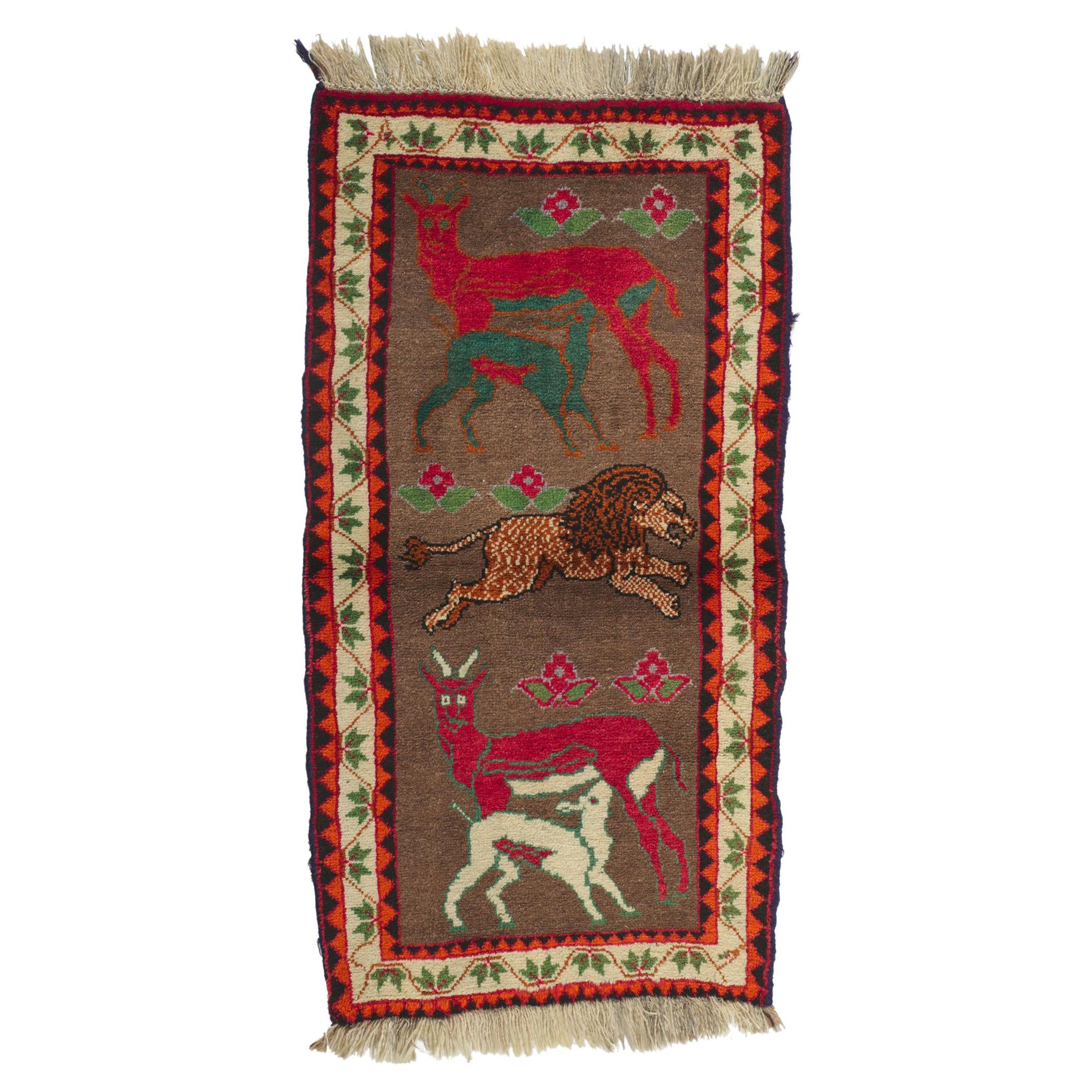 Vintage Persian Qashqai Gabbeh Rug with Zoomorphic Design For Sale
