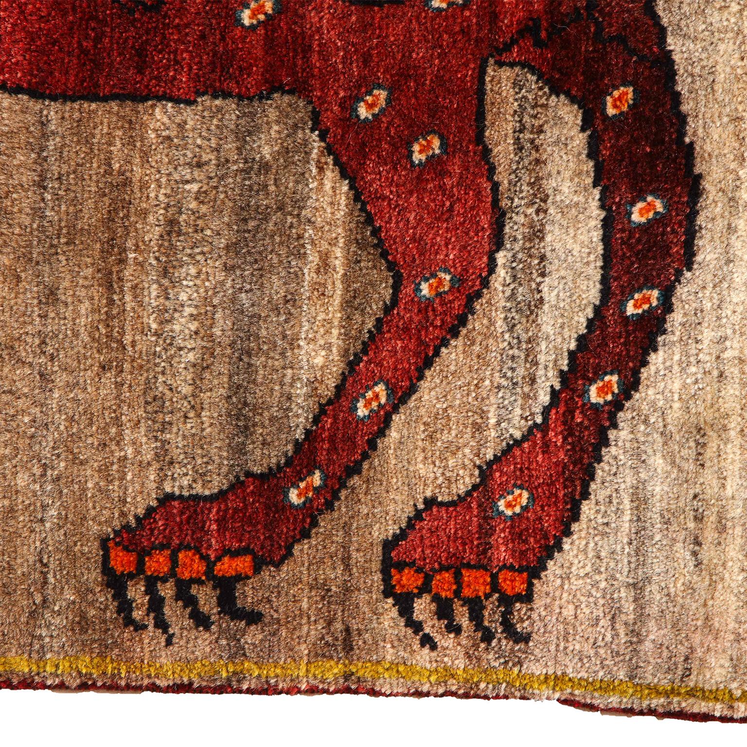 Vintage Persian Qashqai Kashkooli Leopard Animal Carpet, circa 1930 In Good Condition In New York, NY