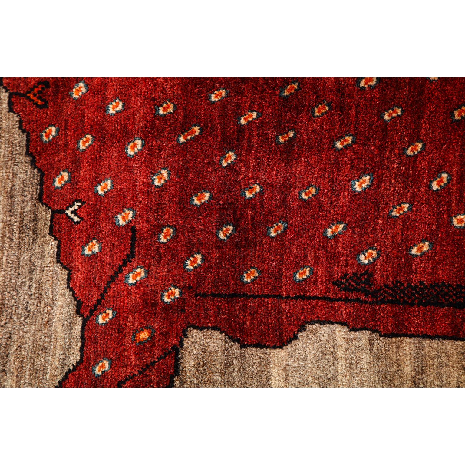 Mid-20th Century Vintage Persian Qashqai Kashkooli Leopard Animal Carpet, circa 1930