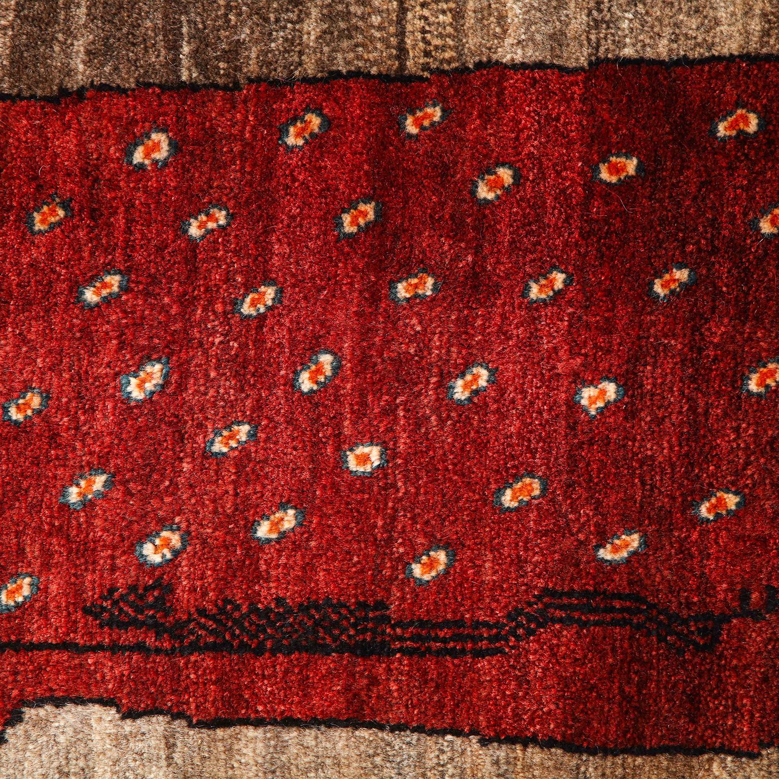 Wool Vintage Persian Qashqai Kashkooli Leopard Animal Carpet, circa 1930