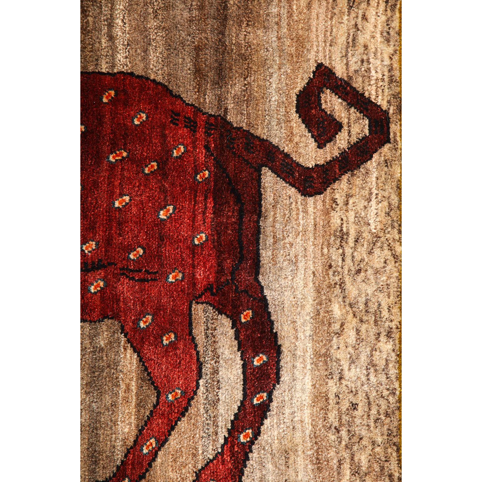 Vintage Persian Qashqai Kashkooli Leopard Animal Carpet, circa 1930 1