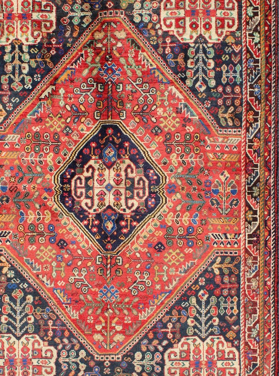 Hand-Knotted Vintage Persian Qashqai Rug