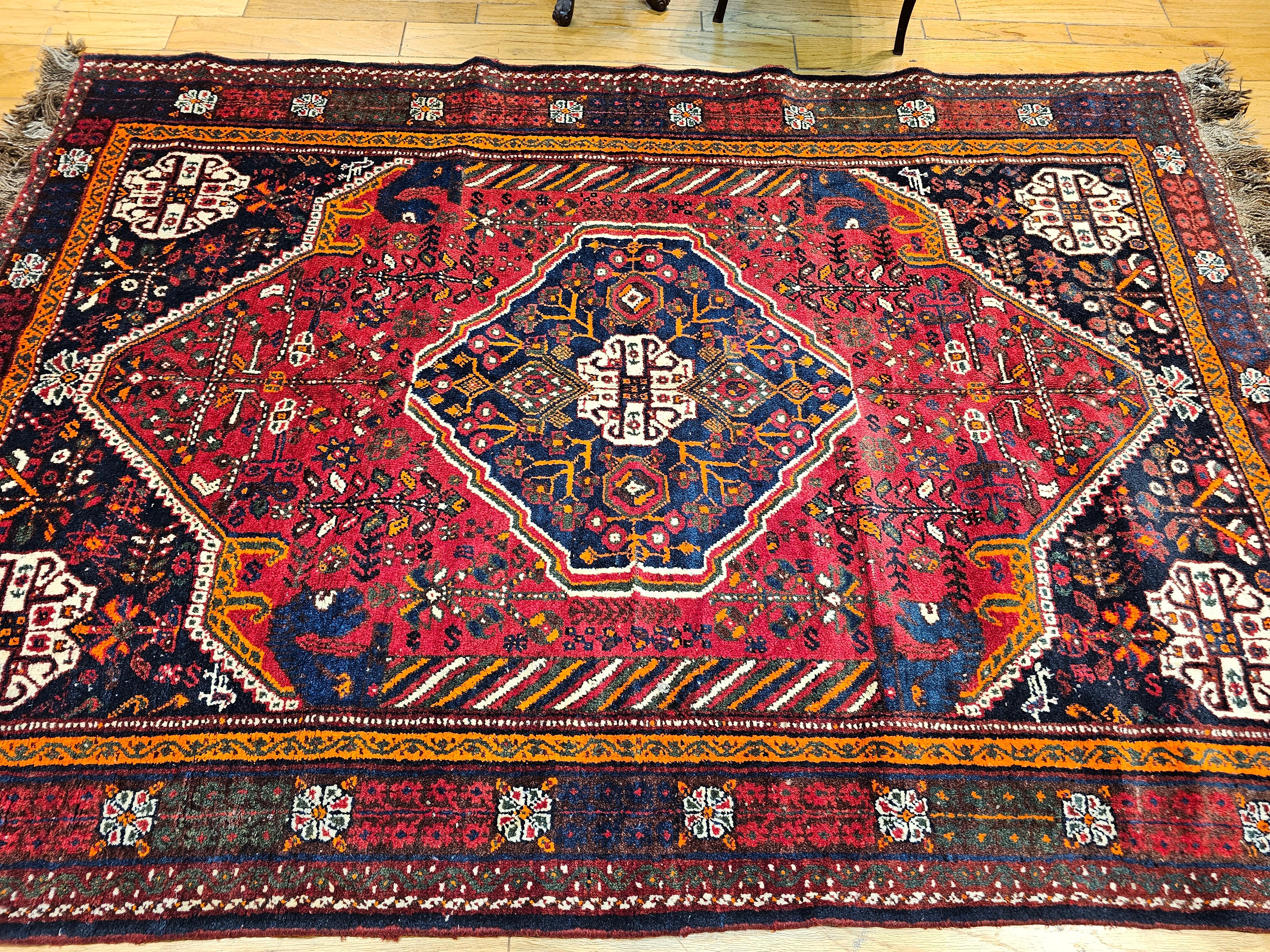 Vintage Persian Qashqai Tribal Rug For Sale 8