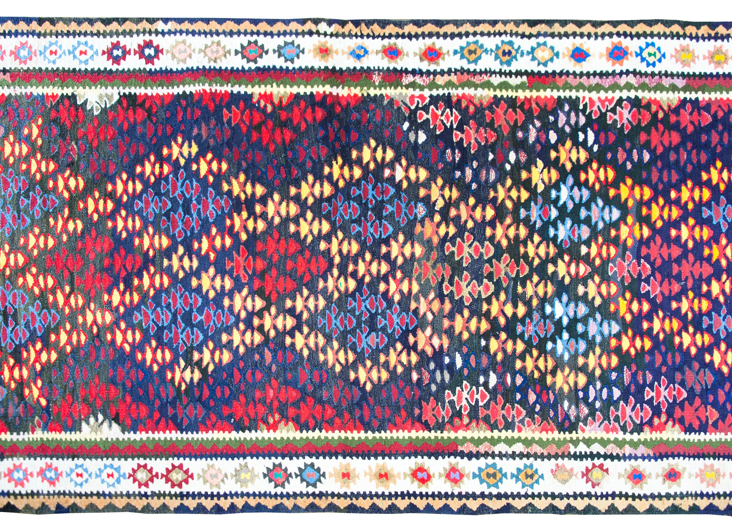 Vintage Persian Qazvin Kilim Rug For Sale 6