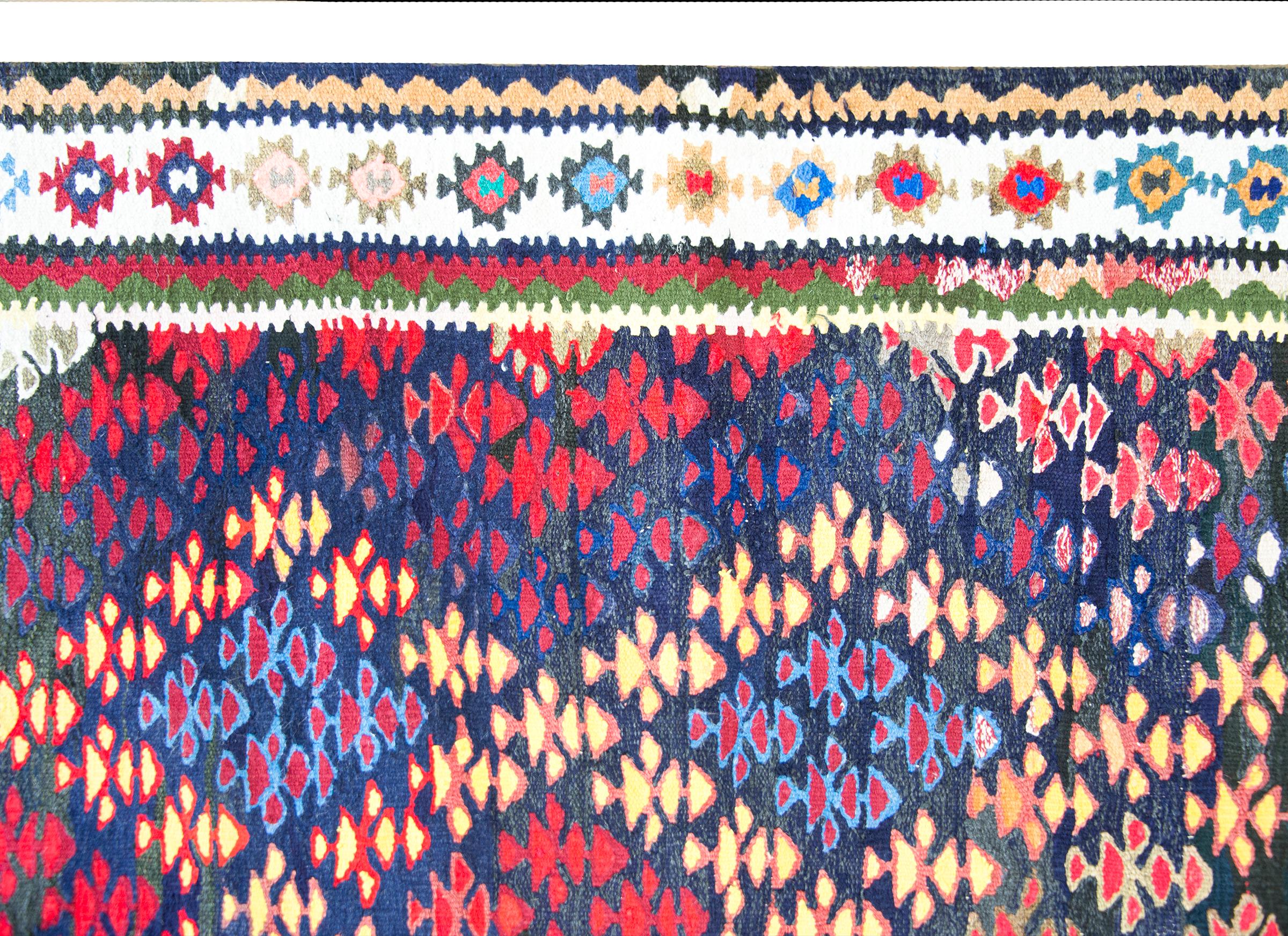 Vintage Persian Qazvin Kilim Rug For Sale 7