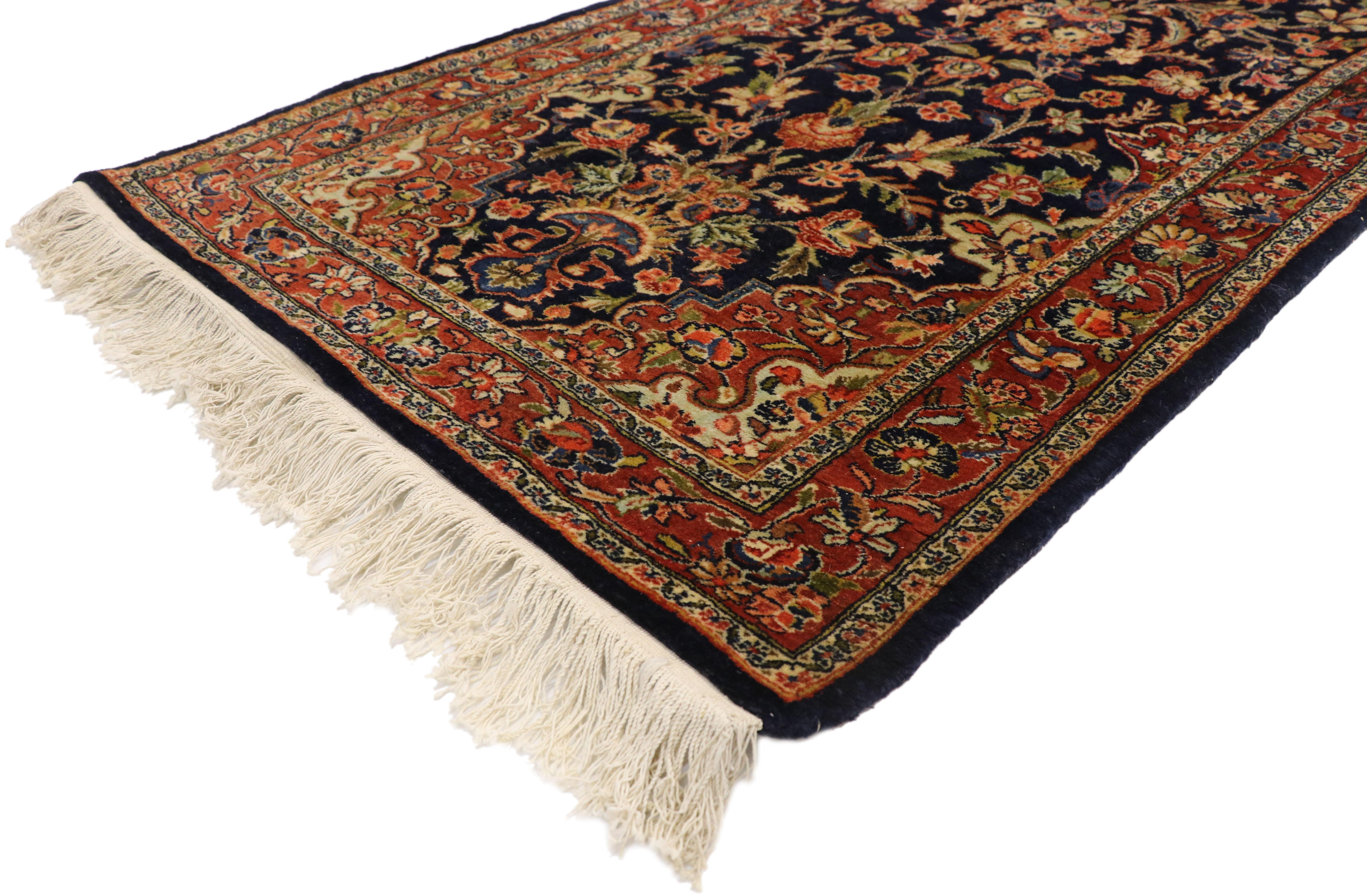 Modern Vintage Persian Qazvin Runner, Extra Long Hallway Runner, Persian Kazvin Runner