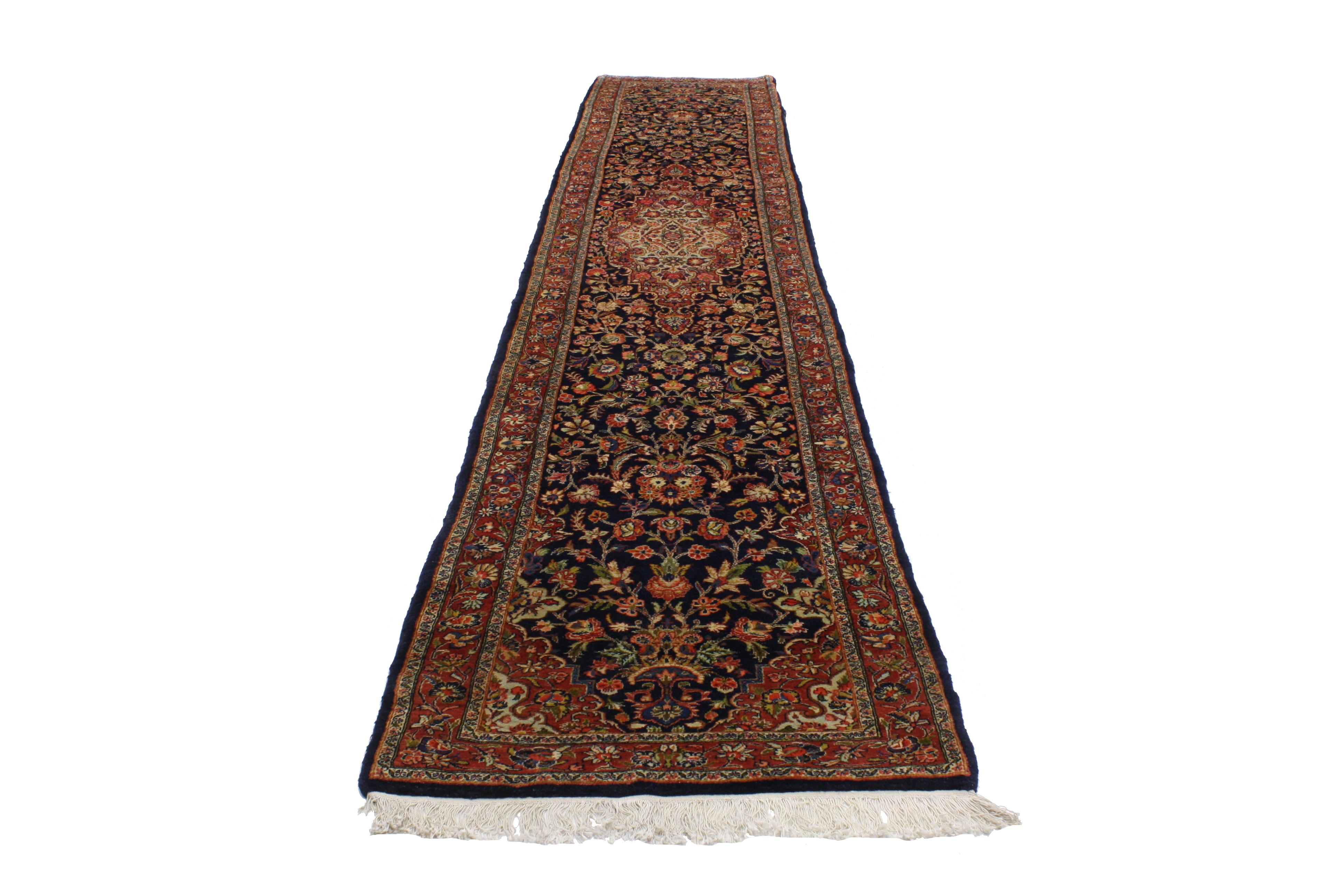 Vintage Persian Qazvin Runner, Extra Long Hallway Runner, Persian Kazvin Runner 4