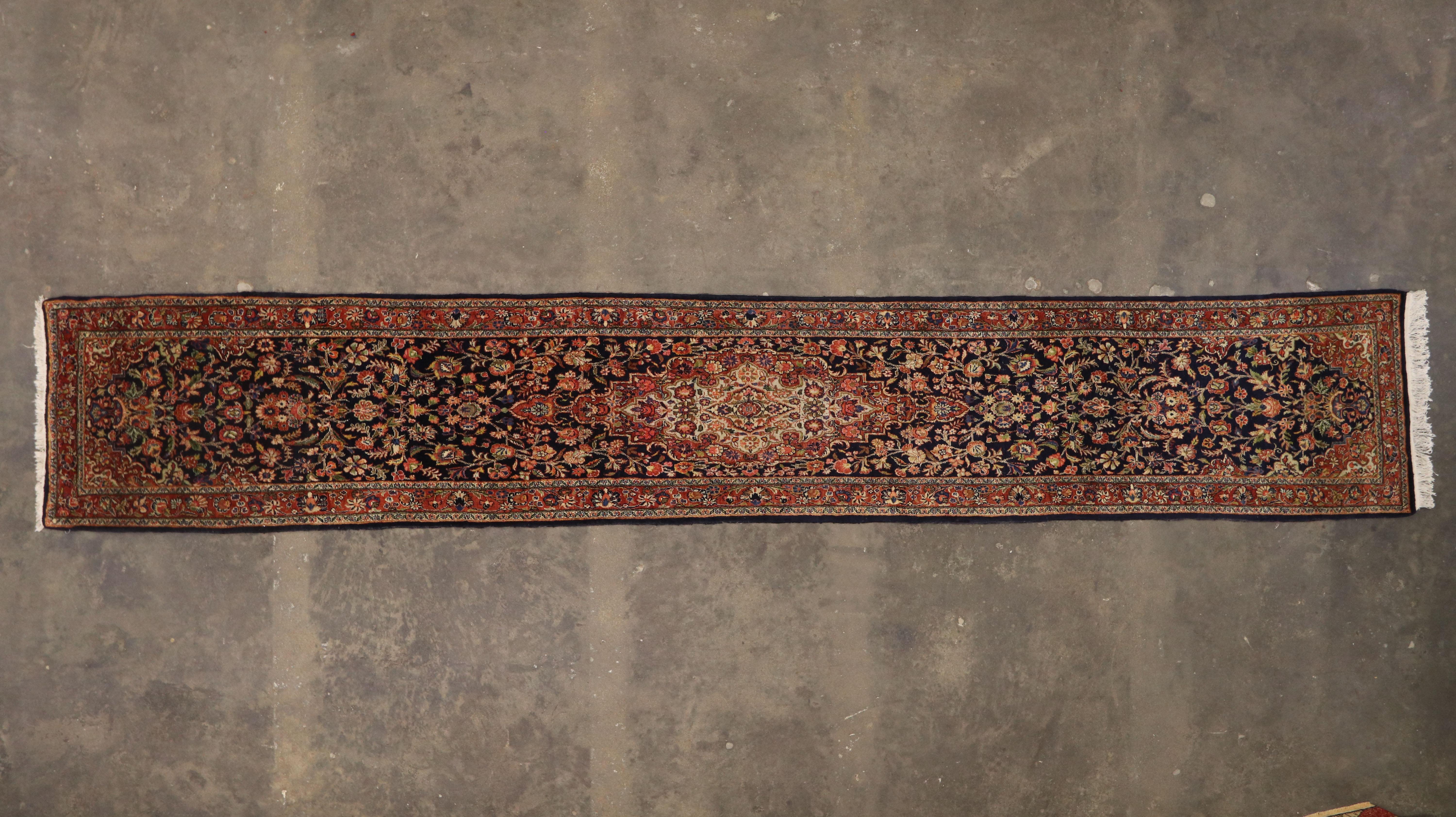 Vintage Persian Qazvin Runner, Extra Long Hallway Runner, Persian Kazvin Runner 2