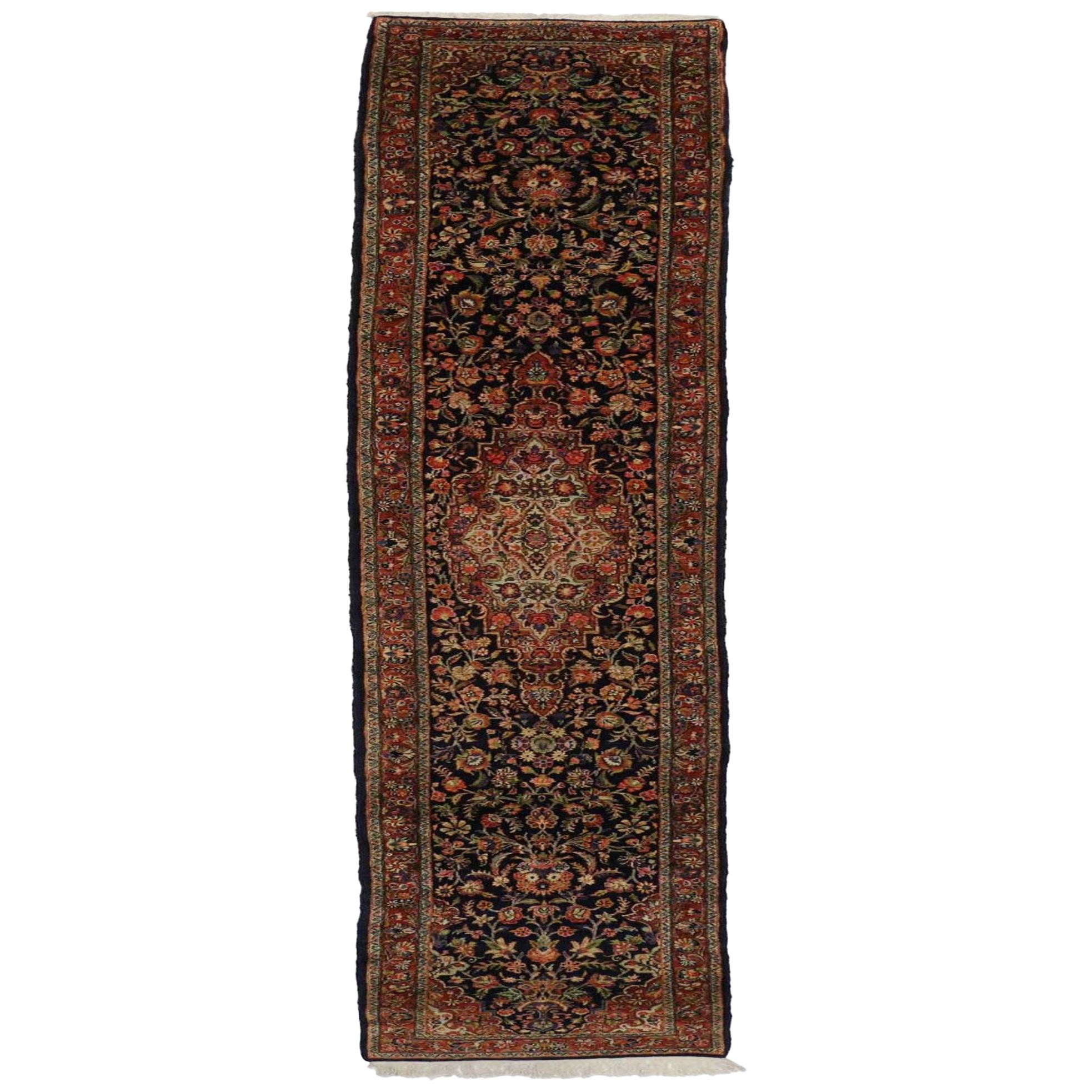 Vintage Persian Qazvin Runner, Extra Long Hallway Runner, Persian Kazvin Runner